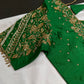Green Pattu Silk Maggam Aari Blouse - 
