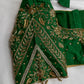 Green Pattu Silk Maggam Aari Blouse - 