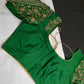 Green Pattu Silk Maggam Aari Blouse - 