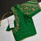 Green Pattu Silk Maggam Aari Blouse - 