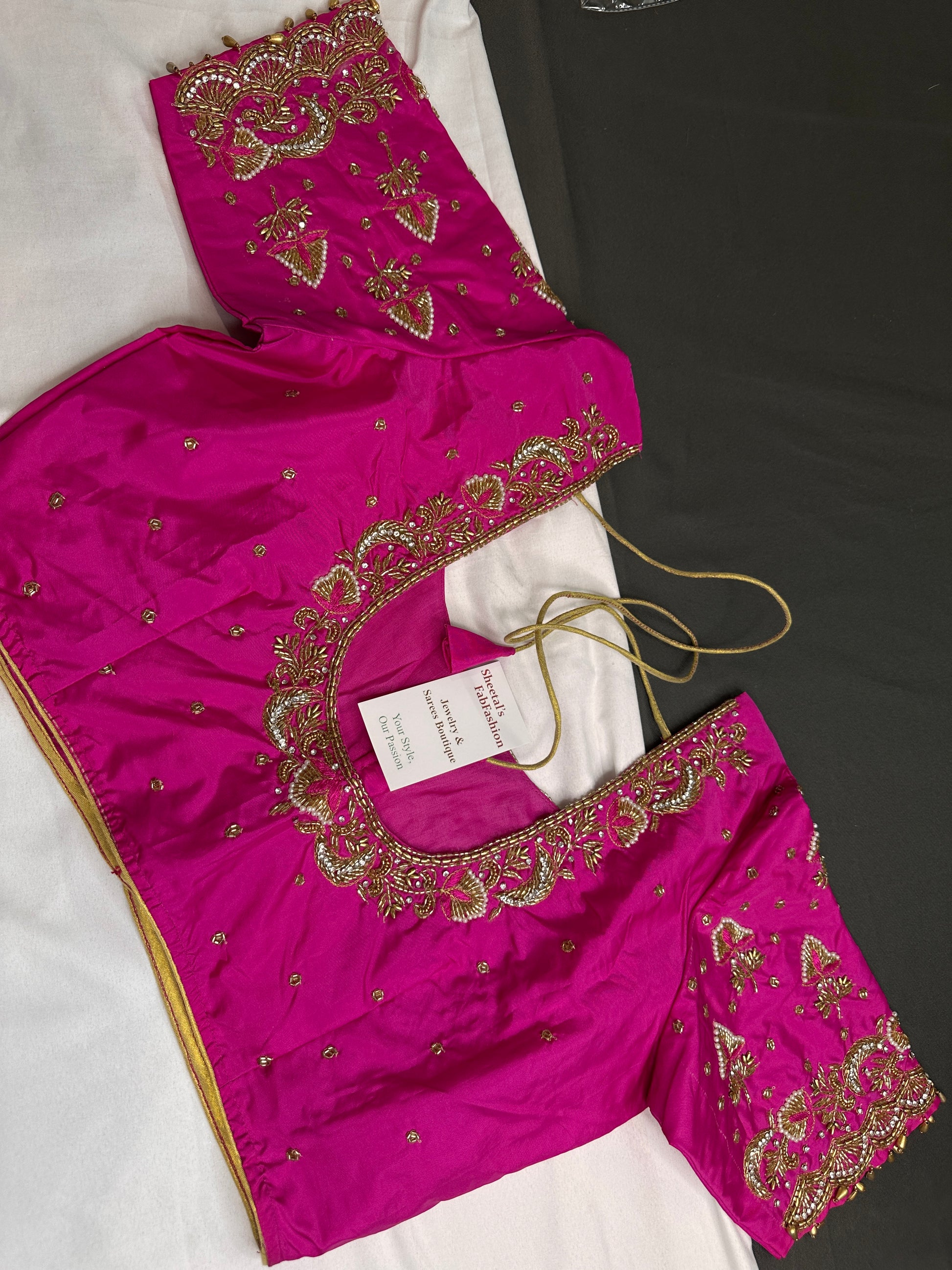 Pink Pattu Silk Maggam Aari Blouse - 