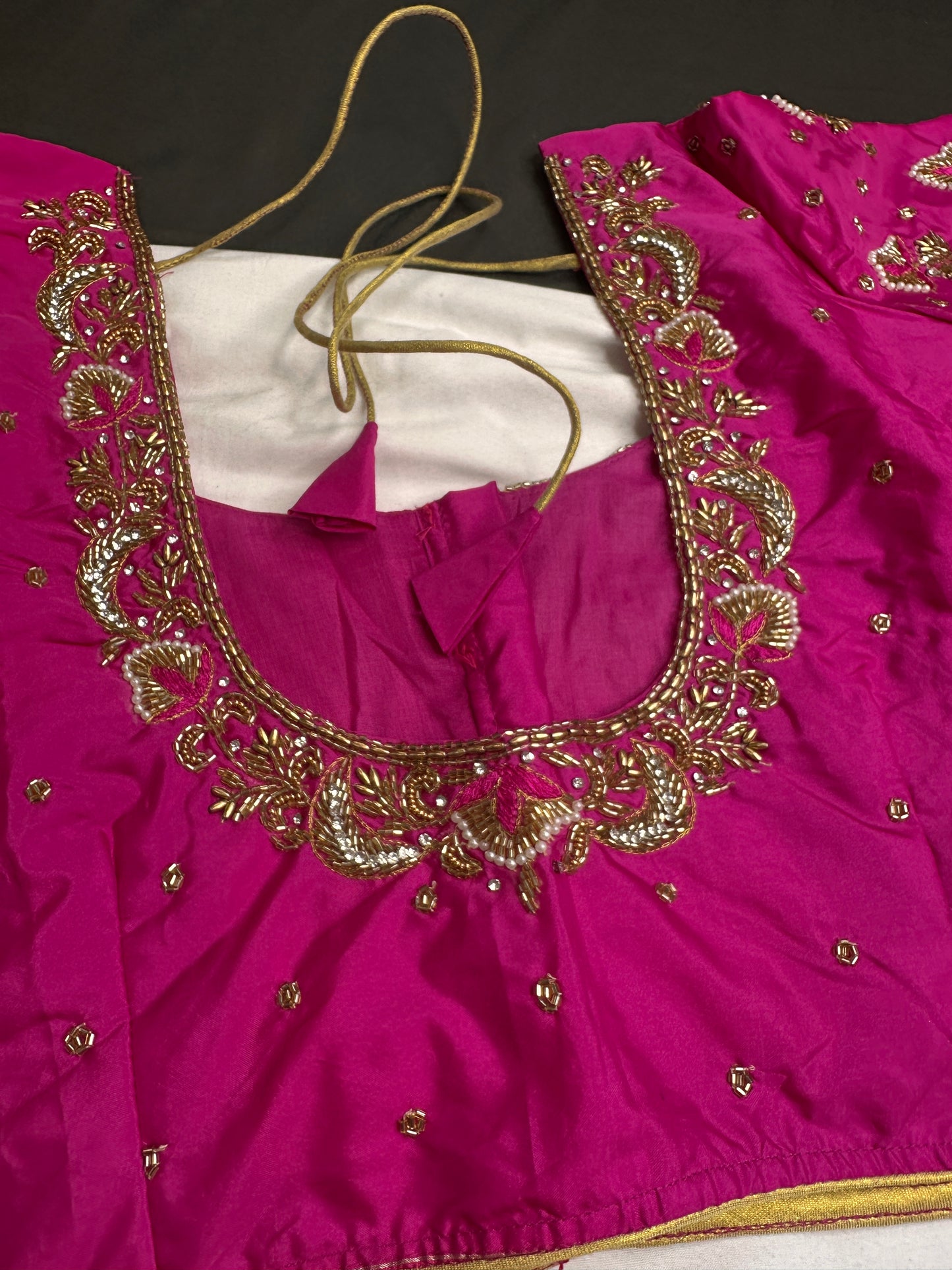 Pink Pattu Silk Maggam Aari Blouse - 