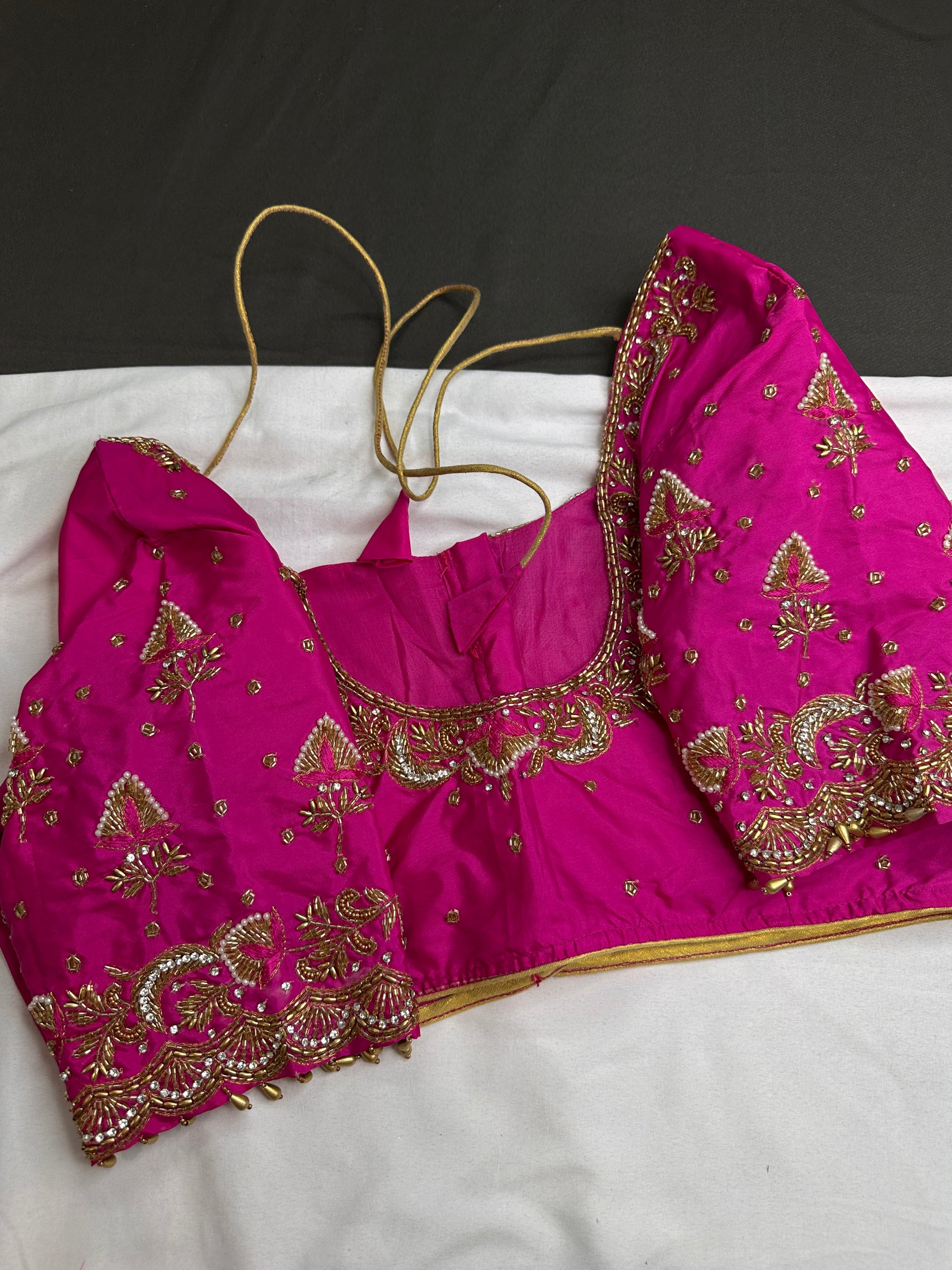 Pink Pattu Silk Maggam Aari Blouse - 