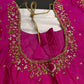 Pink Net Silk Maggam Aari Blouse - 