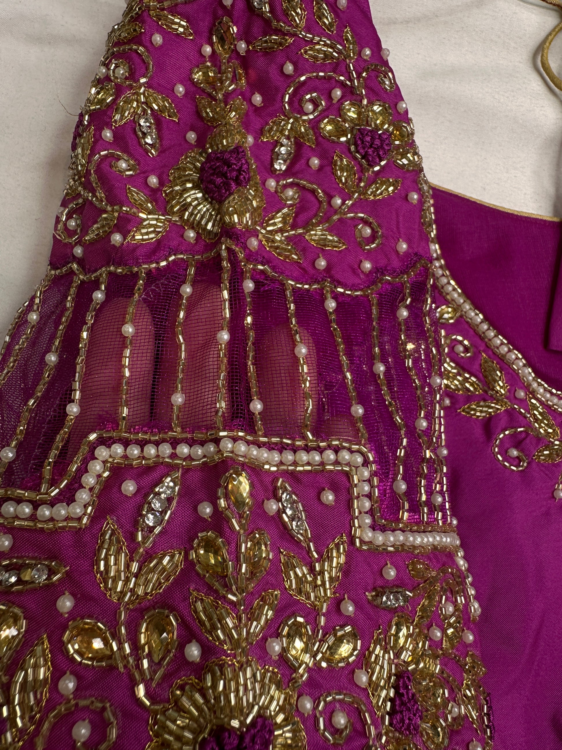 Pink Net Maggam Aari Work Blouse - 
