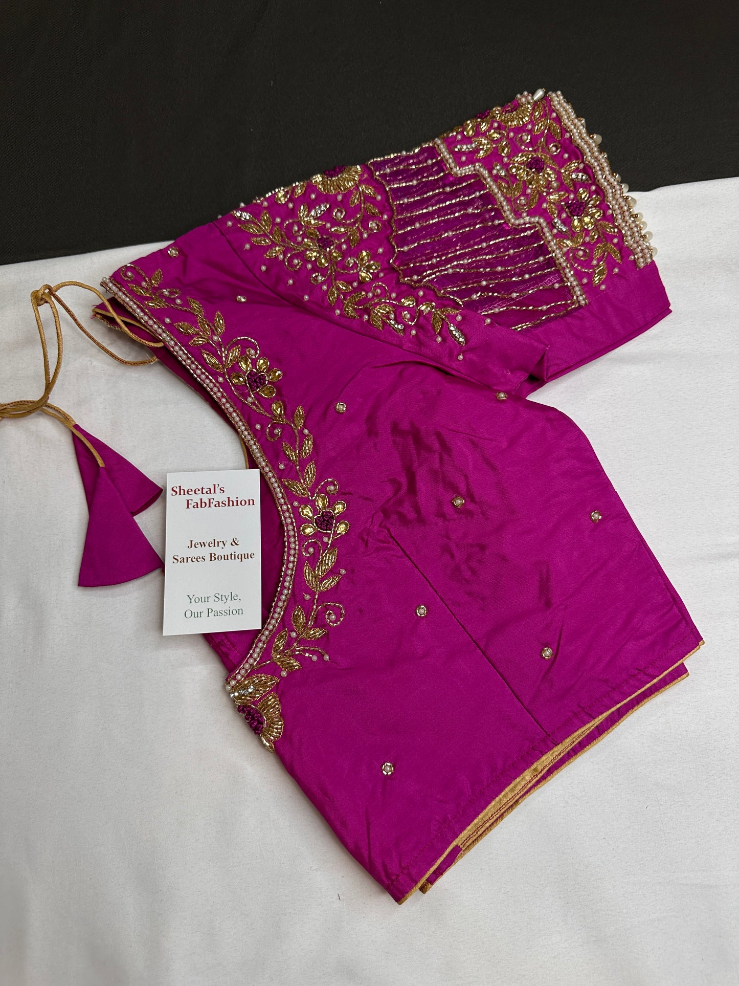 Pink Net Maggam Aari Work Blouse - 