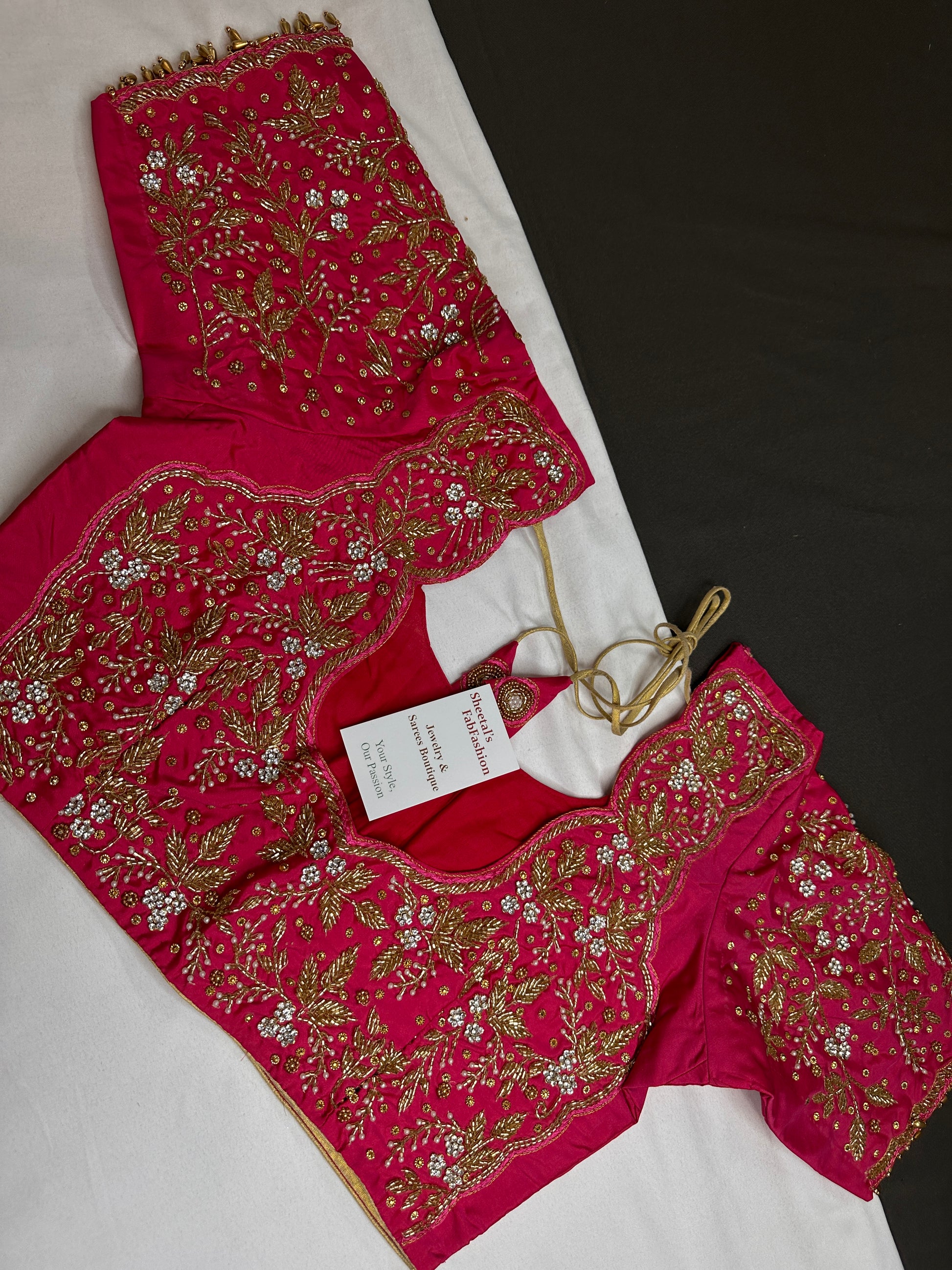 Pink Bridal Heavy Maggam Aari Work Blouse - 