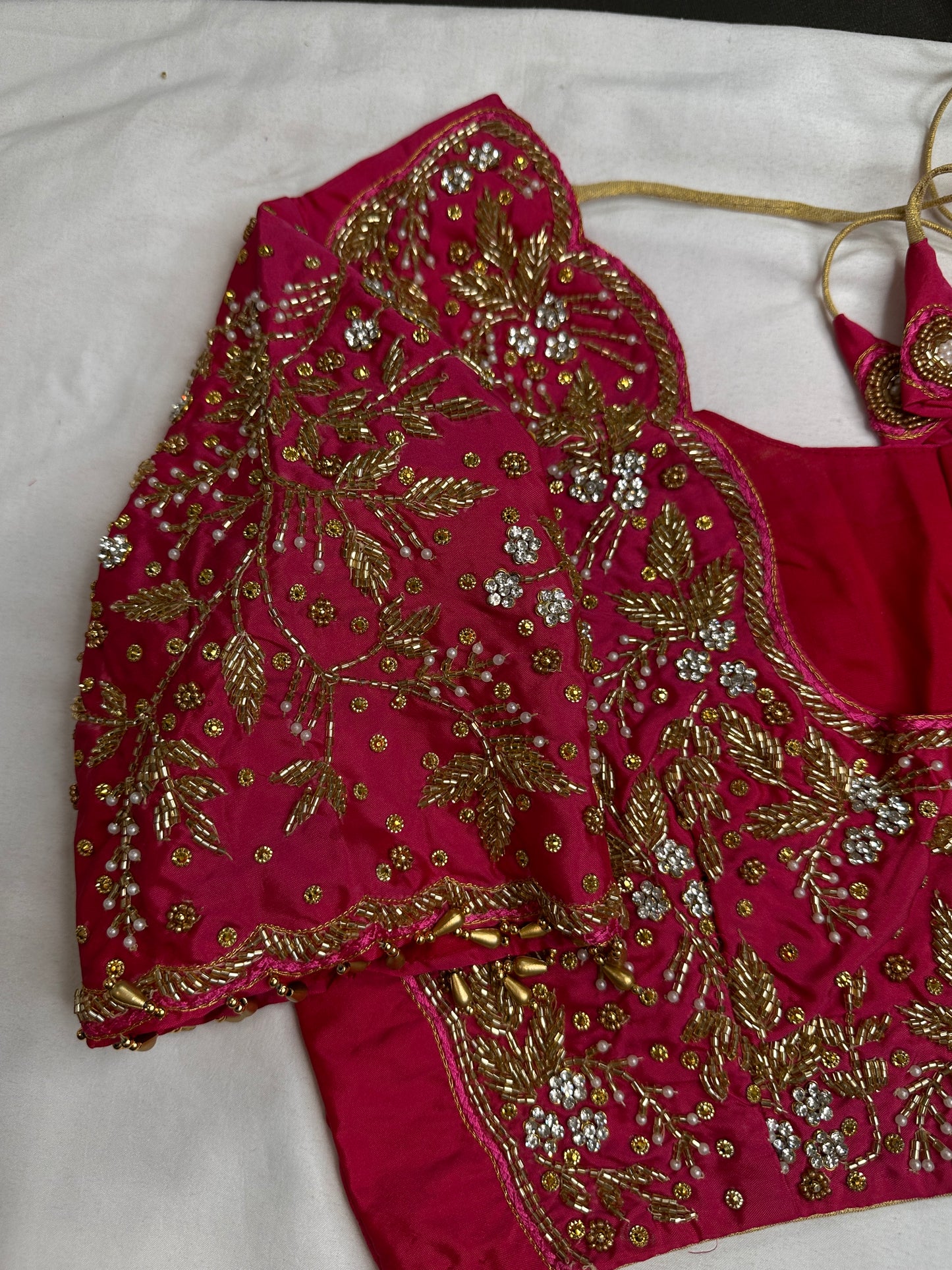 Pink Bridal Heavy Maggam Aari Work Blouse - 