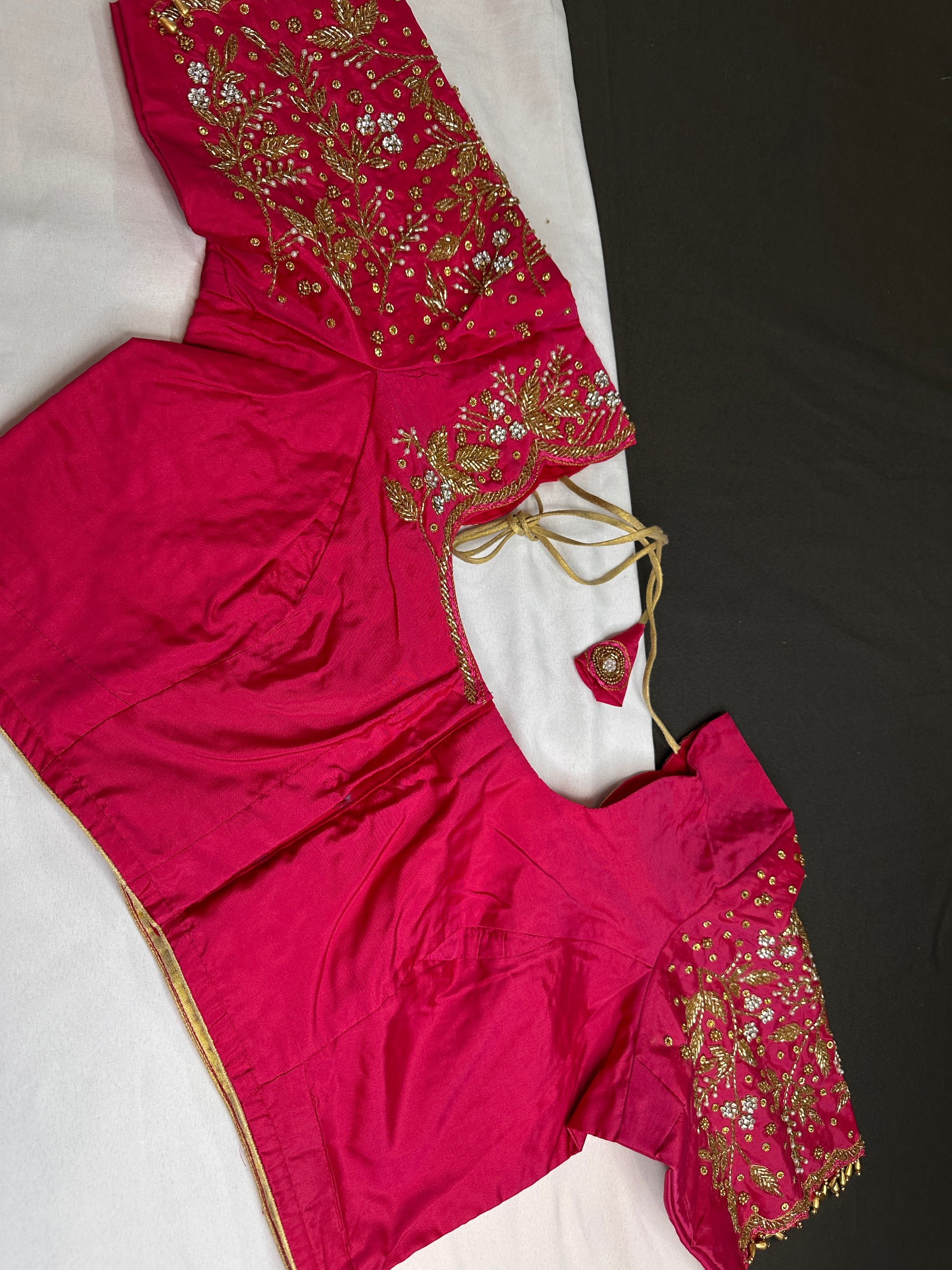 Pink Bridal Heavy Maggam Aari Work Blouse - 