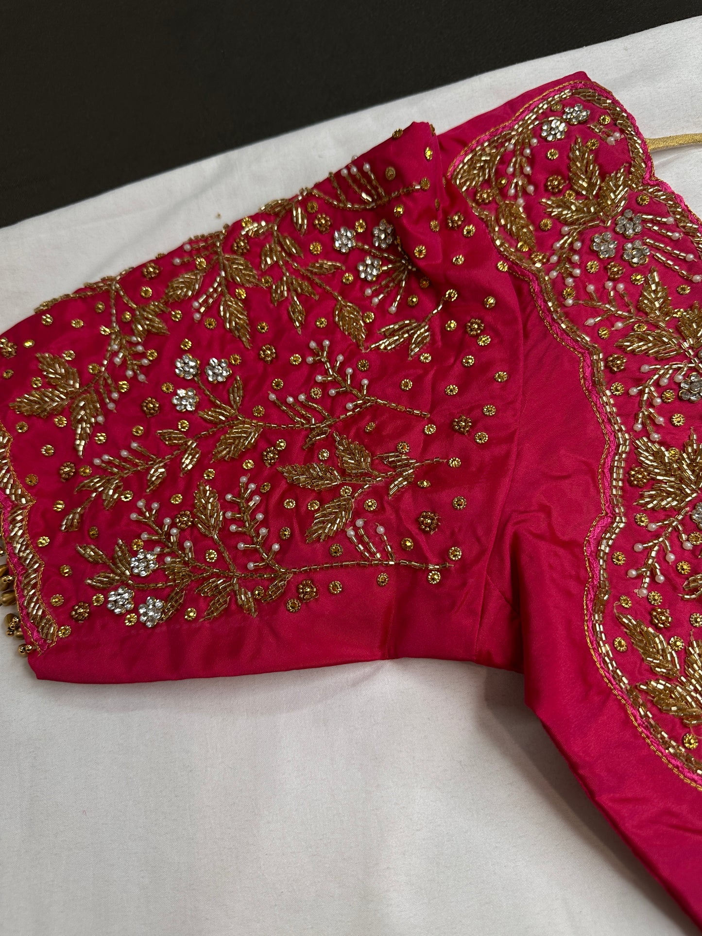 Pink Bridal Heavy Maggam Aari Work Blouse - 