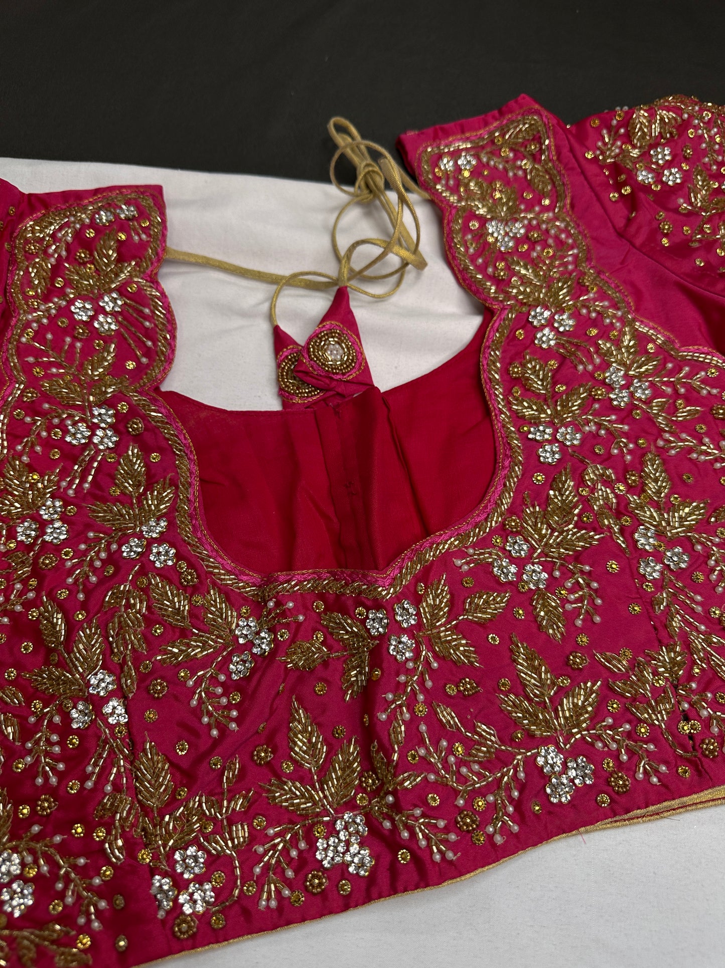 Pink Bridal Heavy Maggam Aari Work Blouse - 