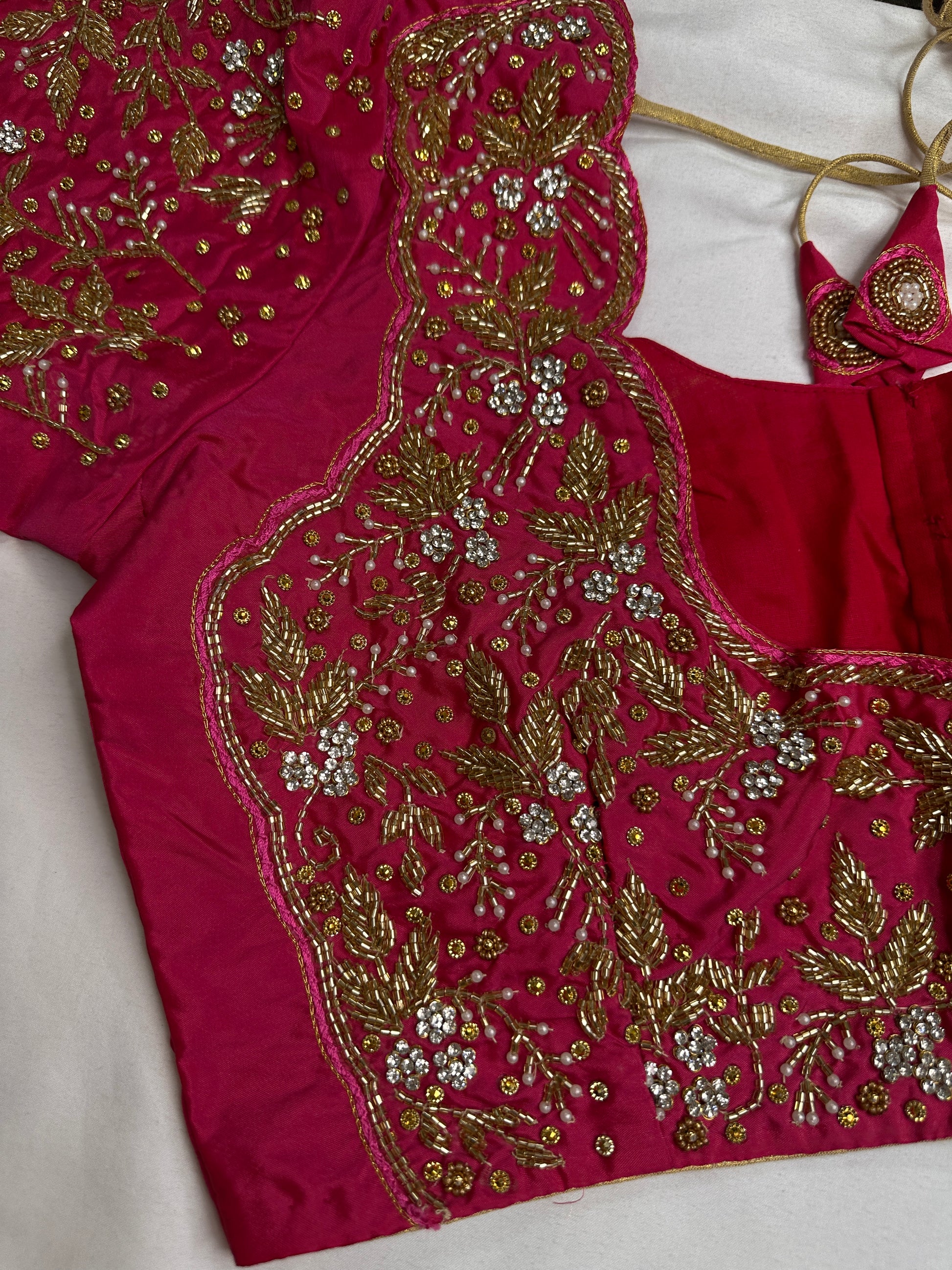 Pink Bridal Heavy Maggam Aari Work Blouse - 