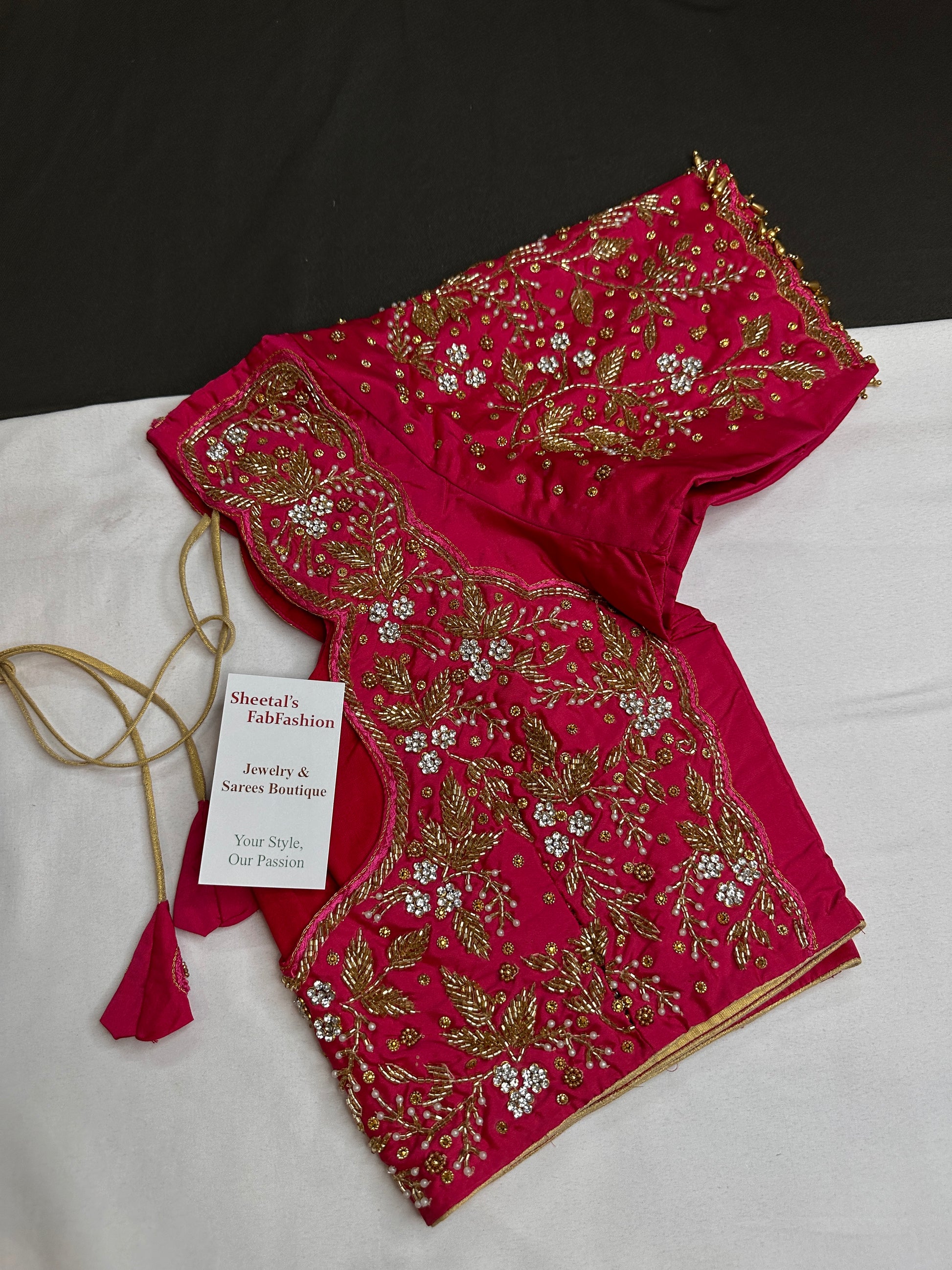 Pink Bridal Heavy Maggam Aari Work Blouse - 