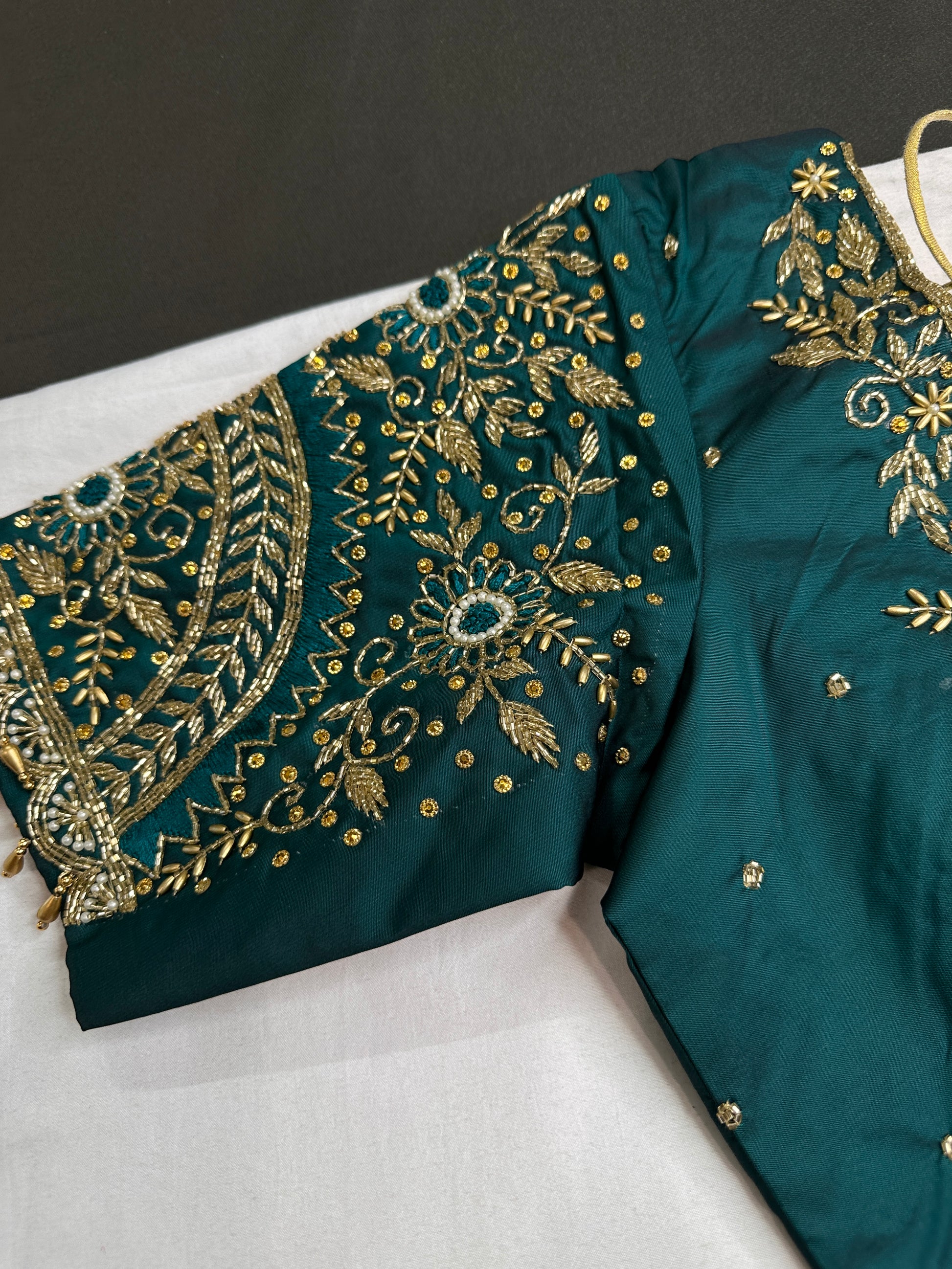 Green Maggam Aari Work Blouse - 