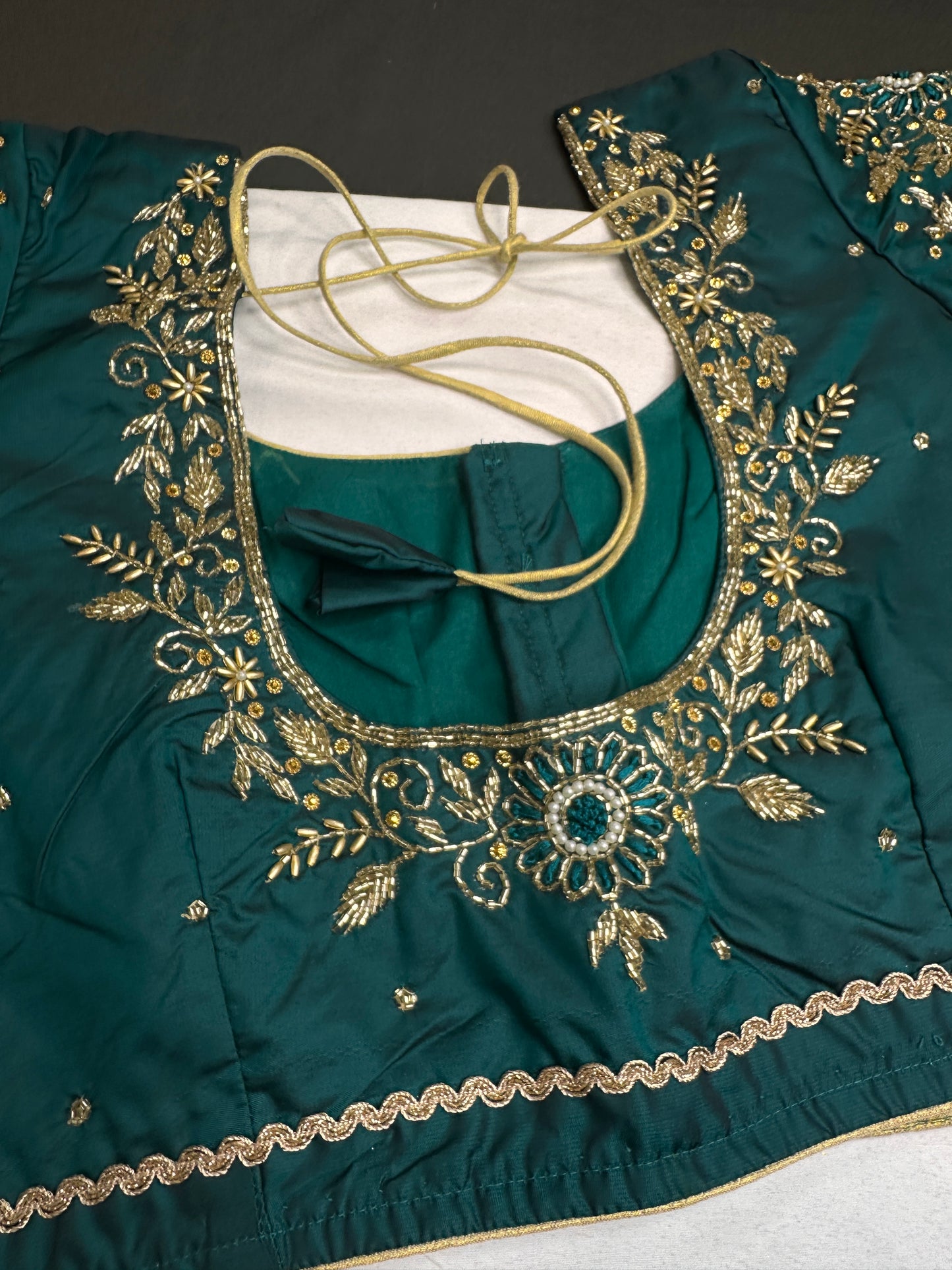 Green Maggam Aari Work Blouse - 