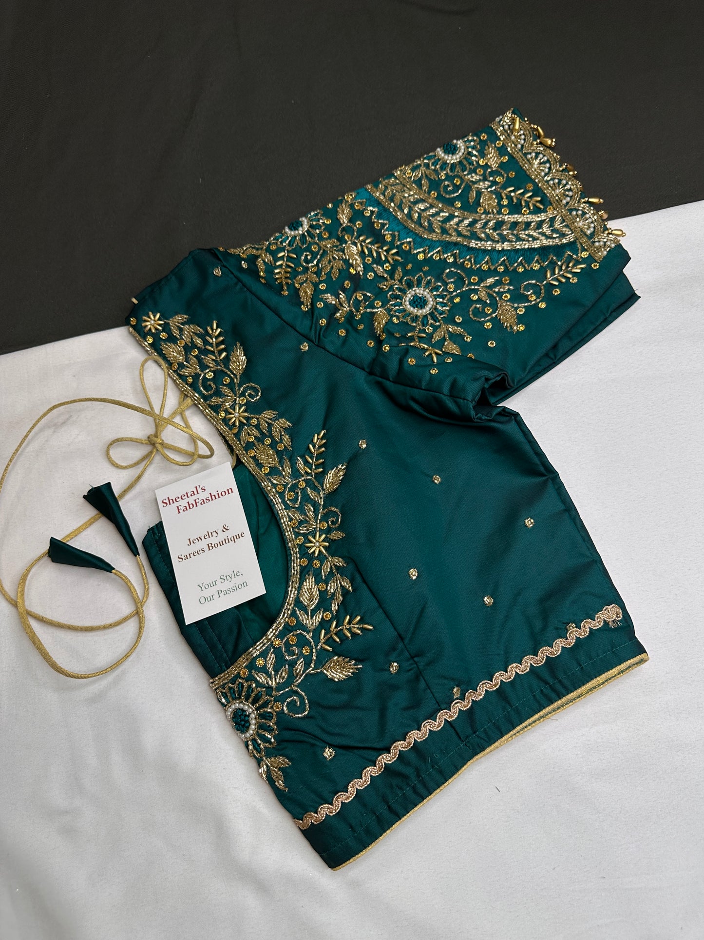 Green Maggam Aari Work Blouse - 