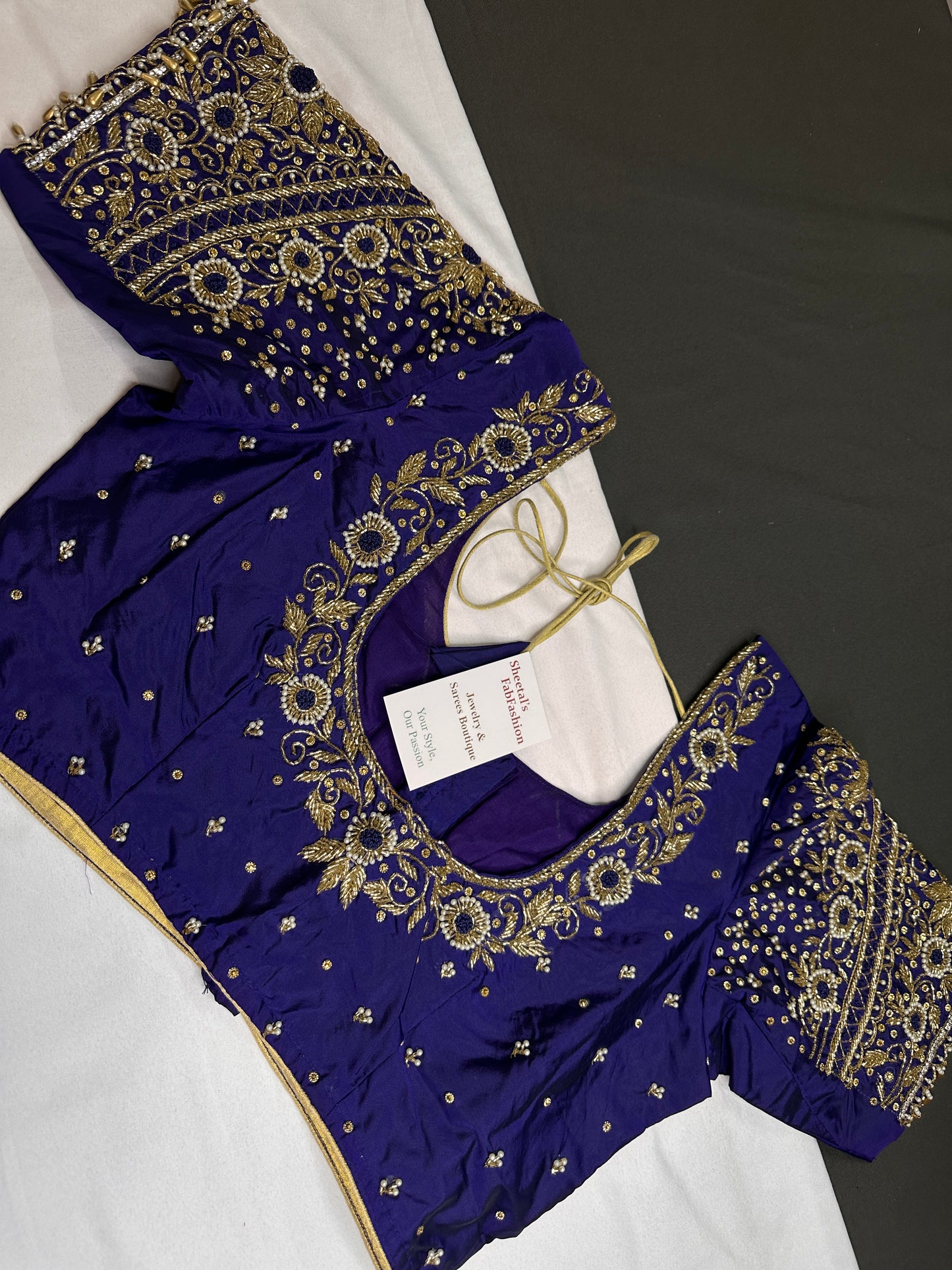 Purple Maggam Aari Work Blouse - 