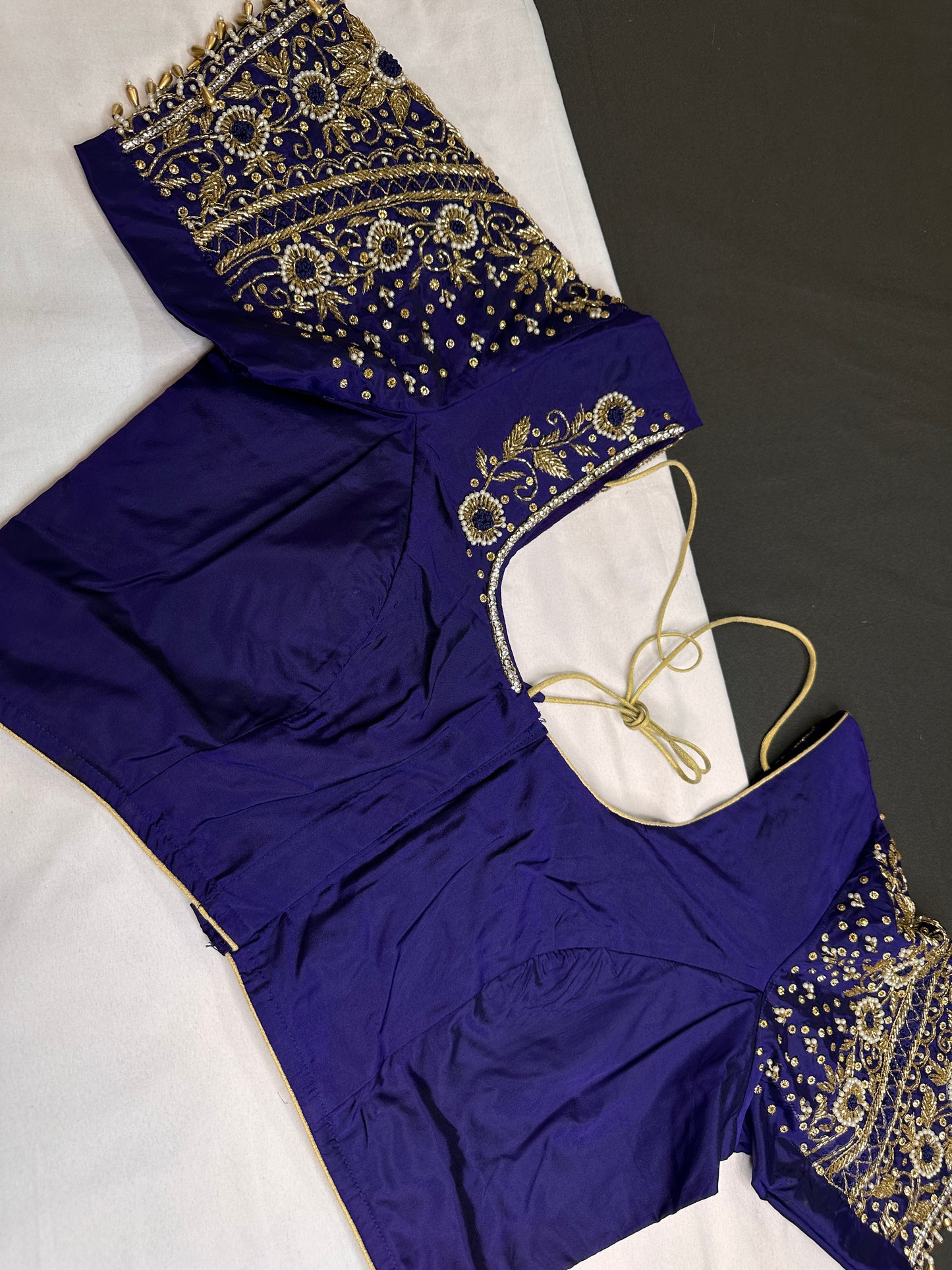 Purple Maggam Aari Work Blouse - 