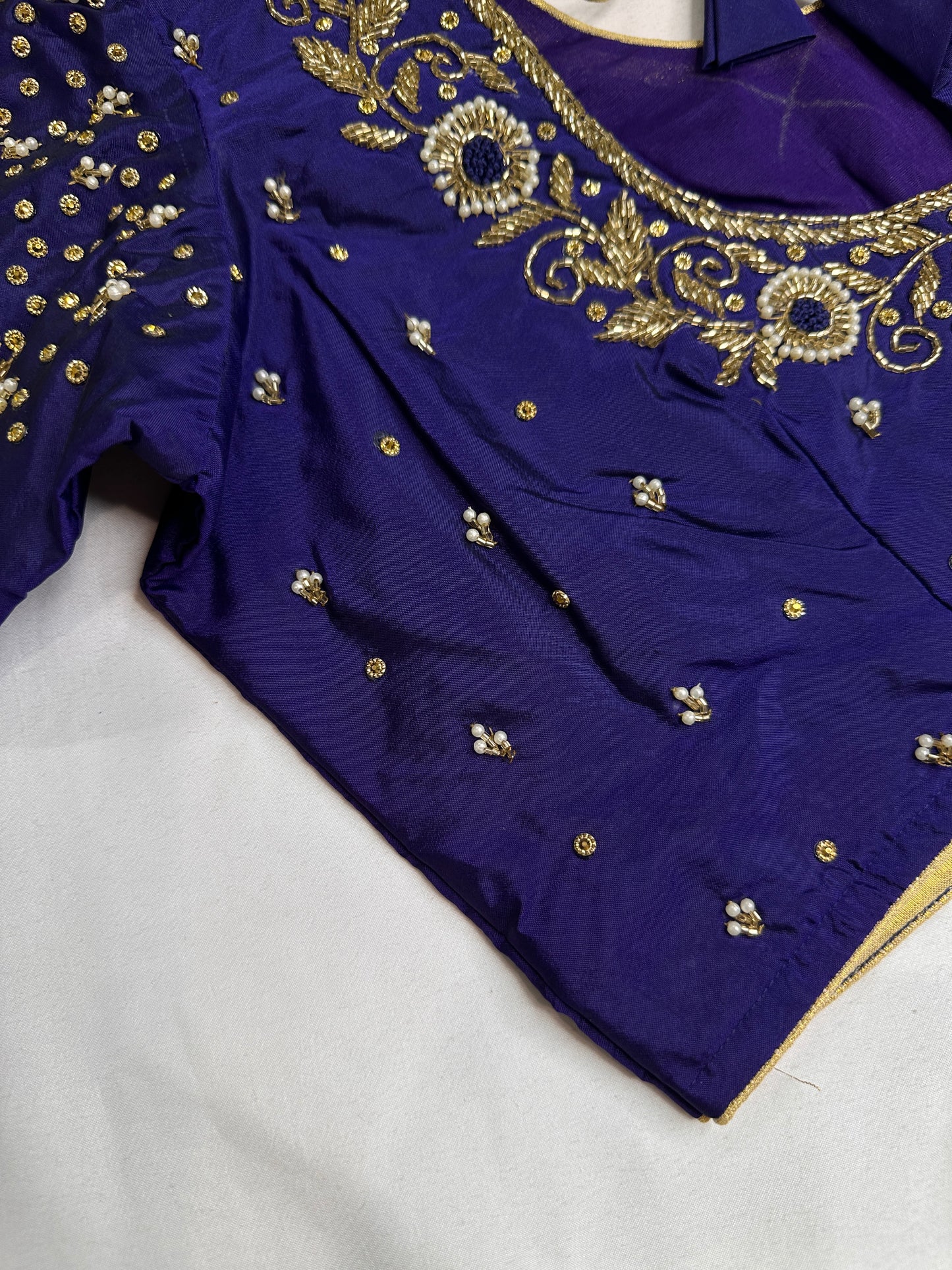 Purple Maggam Aari Work Blouse - 