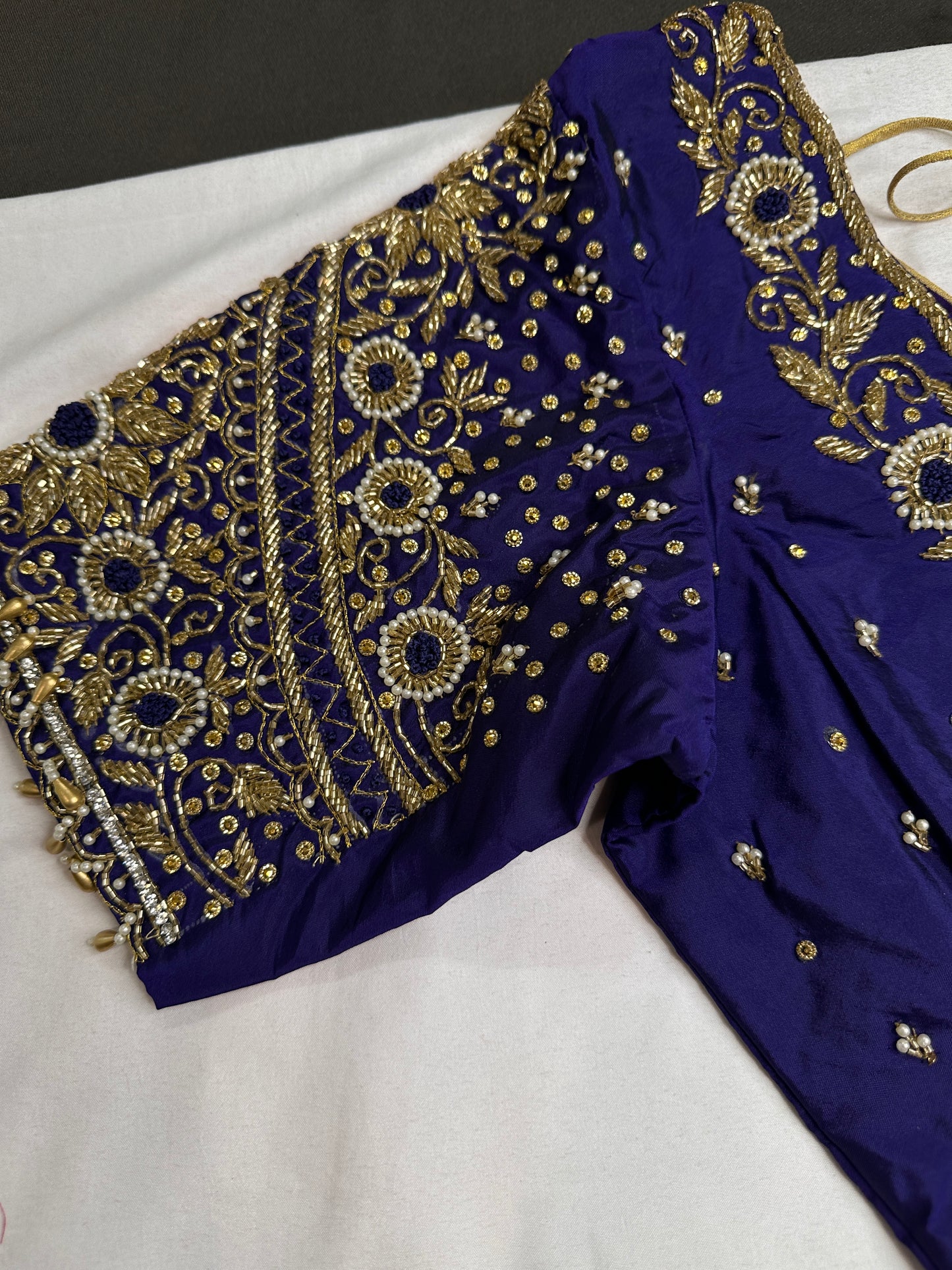 Purple Maggam Aari Work Blouse - 