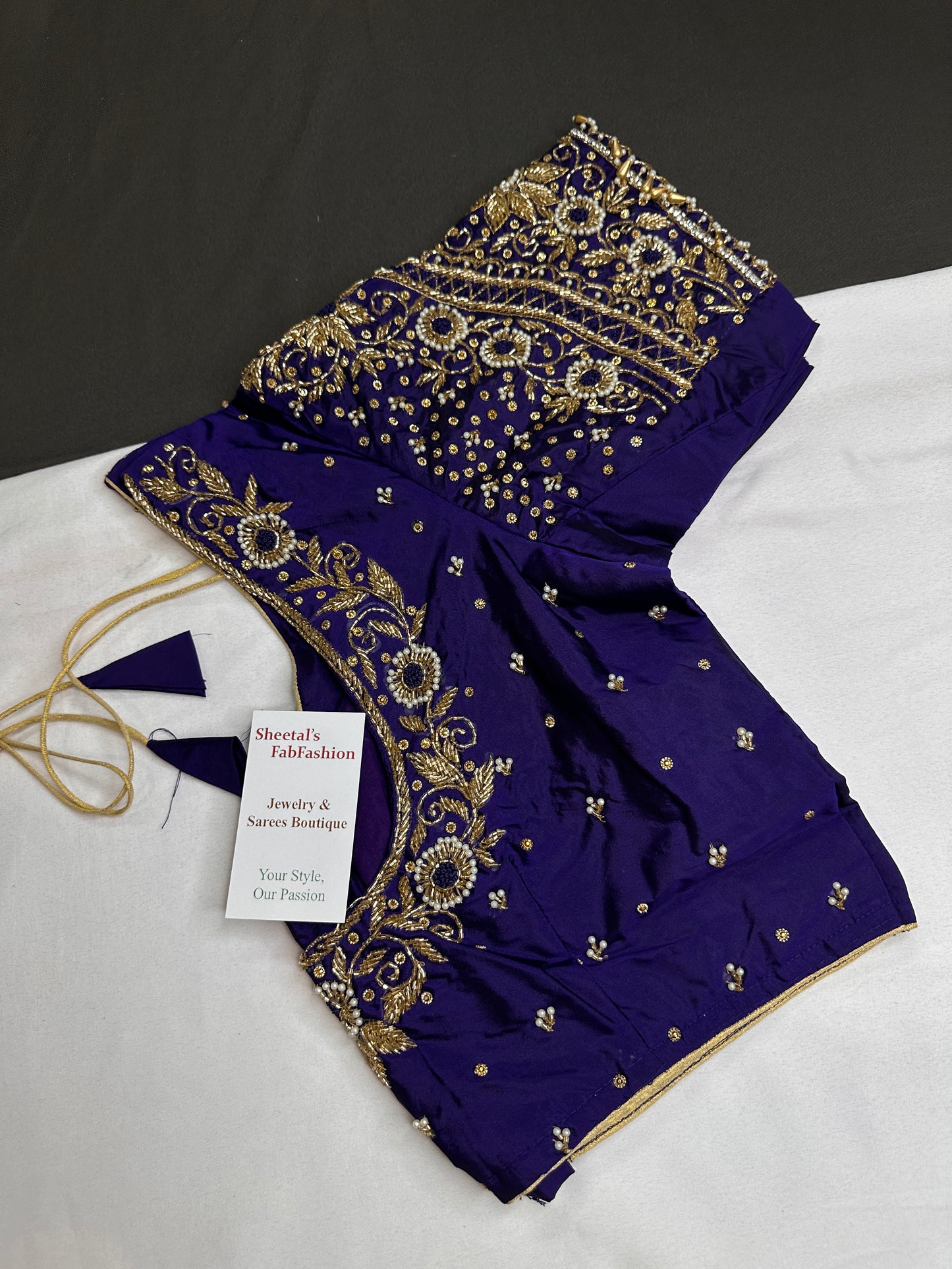 Purple Maggam Aari Work Blouse - 