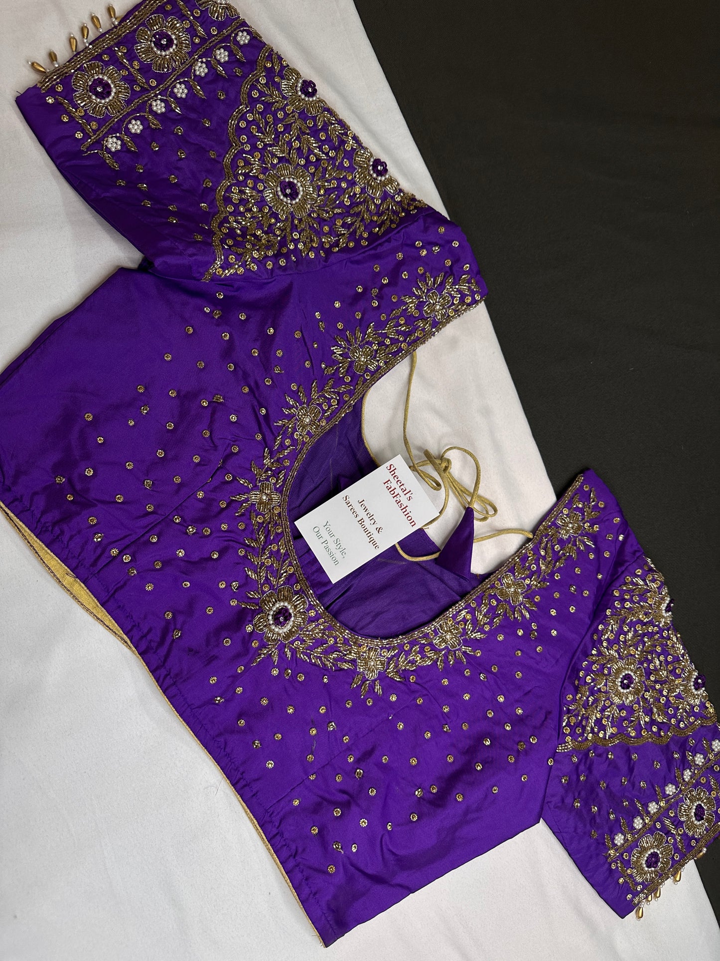 Purple Maggam Aari Work Blouse - 