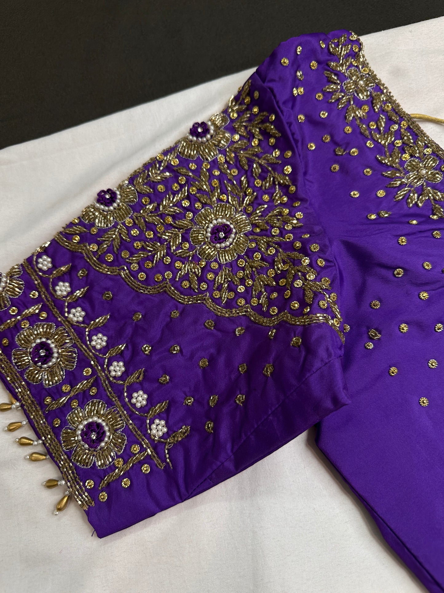 Purple Maggam Aari Work Blouse - 