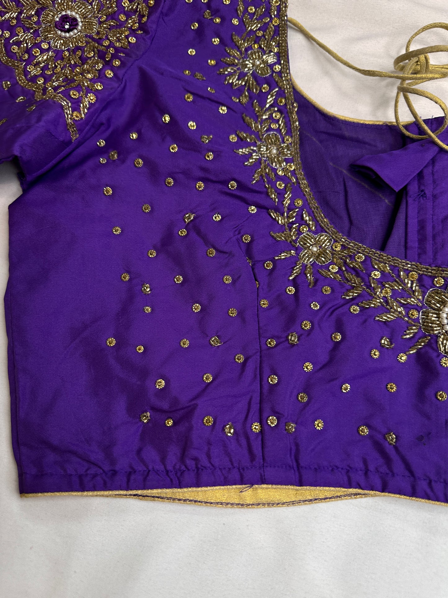 Purple Maggam Aari Work Blouse - 