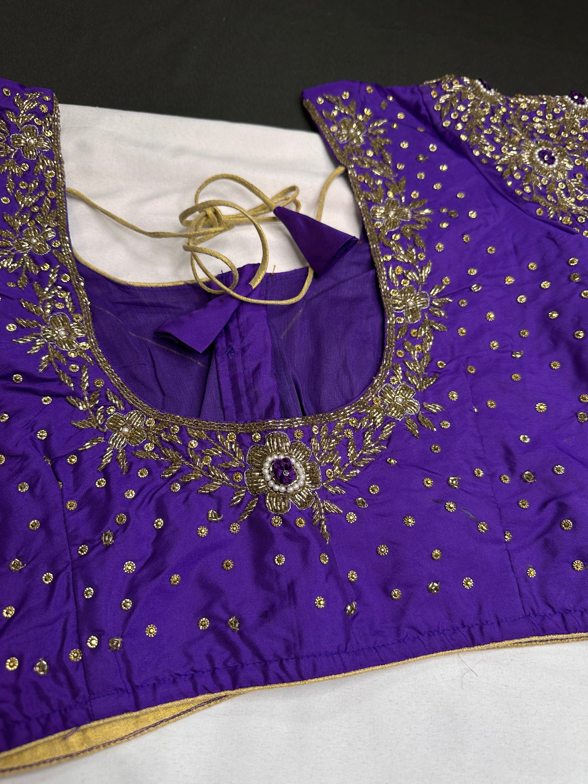 Purple Maggam Aari Work Blouse - 