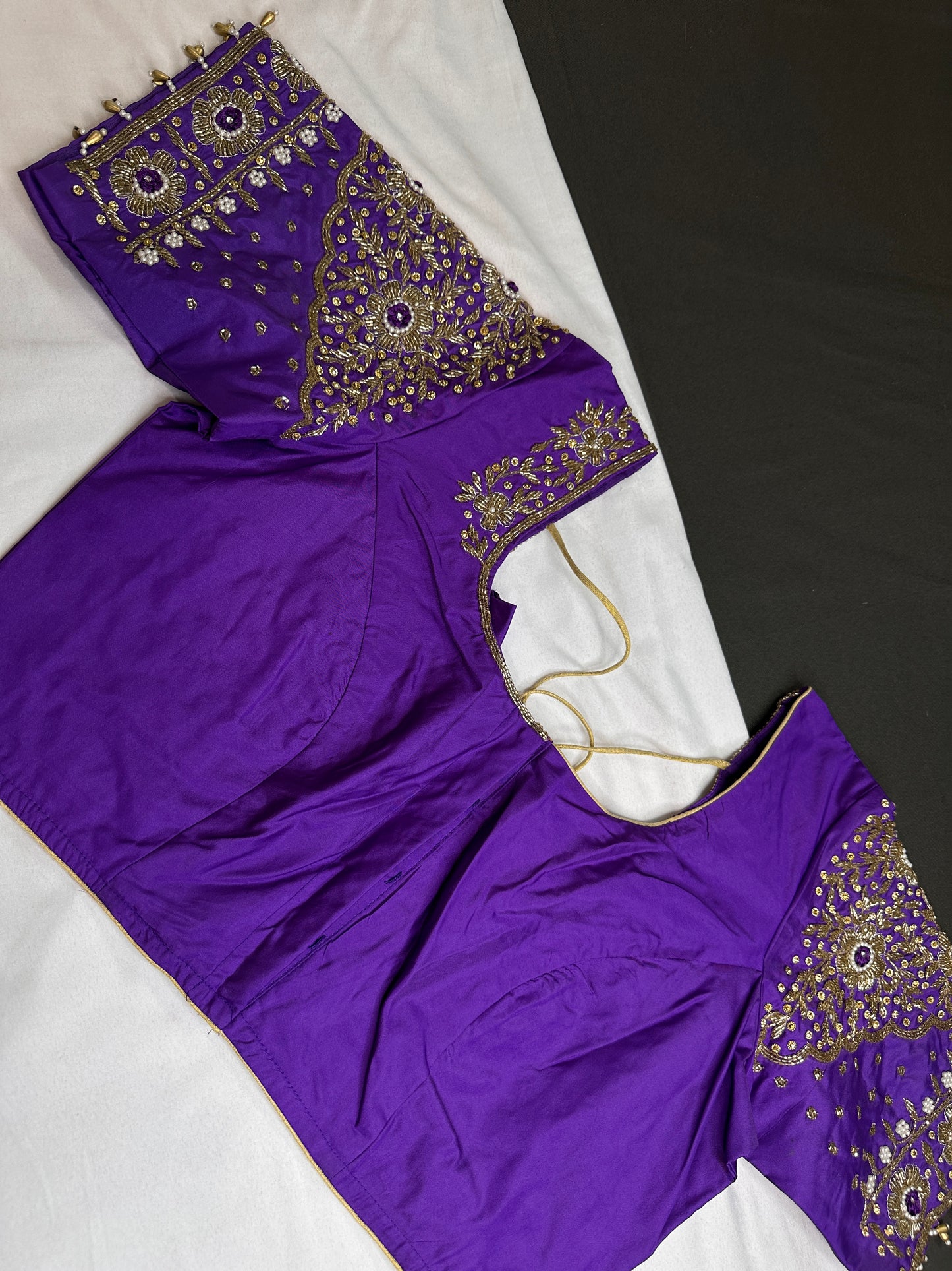 Purple Maggam Aari Work Blouse - 
