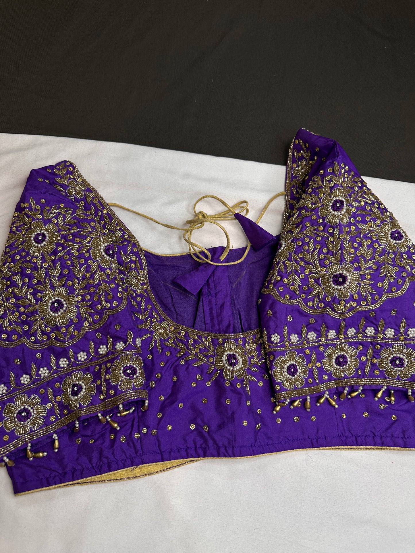 Purple Maggam Aari Work Blouse - 