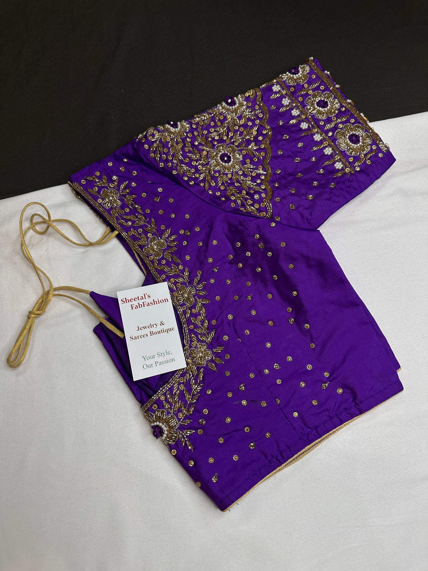 Purple Maggam Aari Work Blouse - 