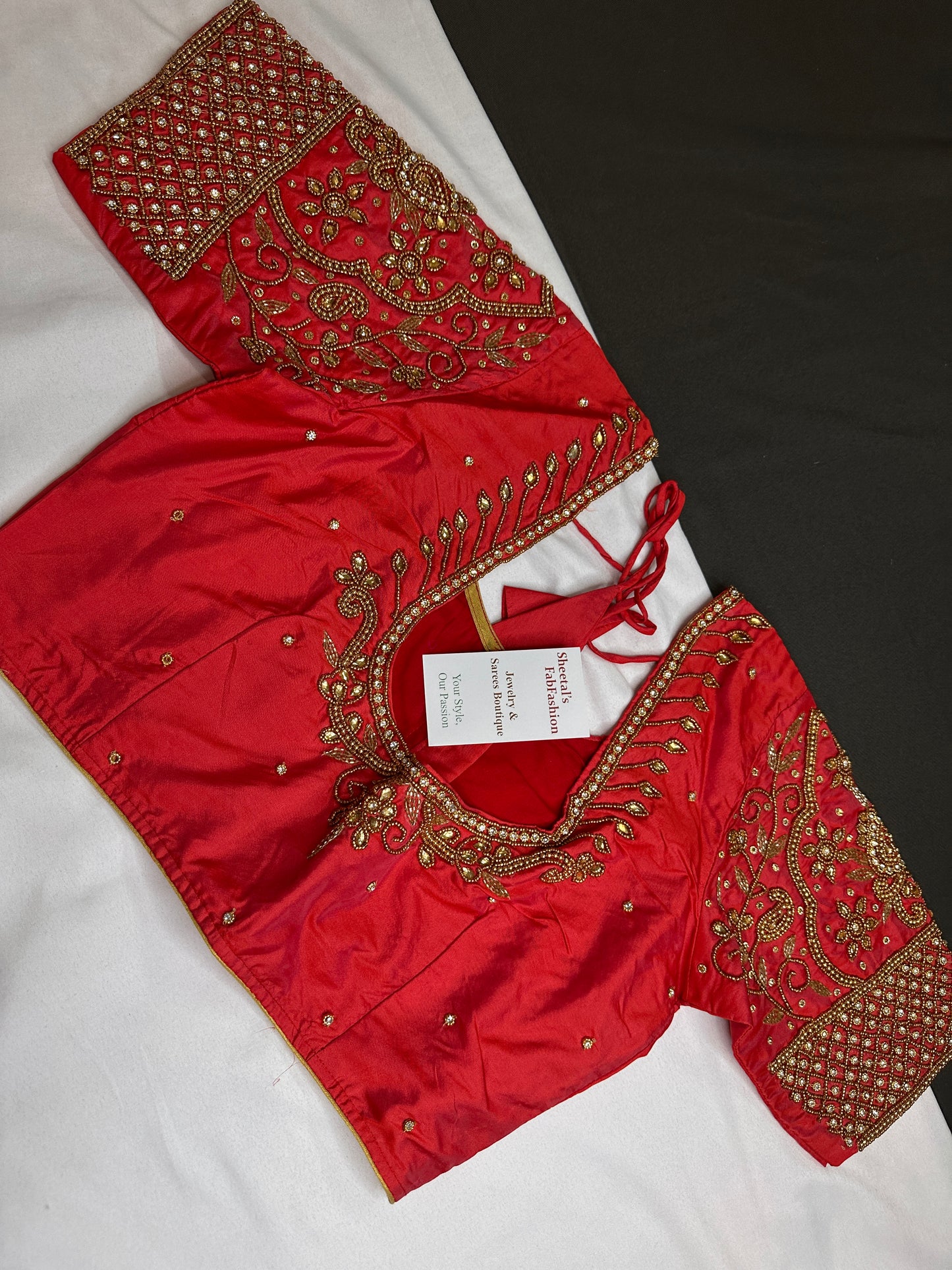 Red Maggam Aari Work Blouse - 