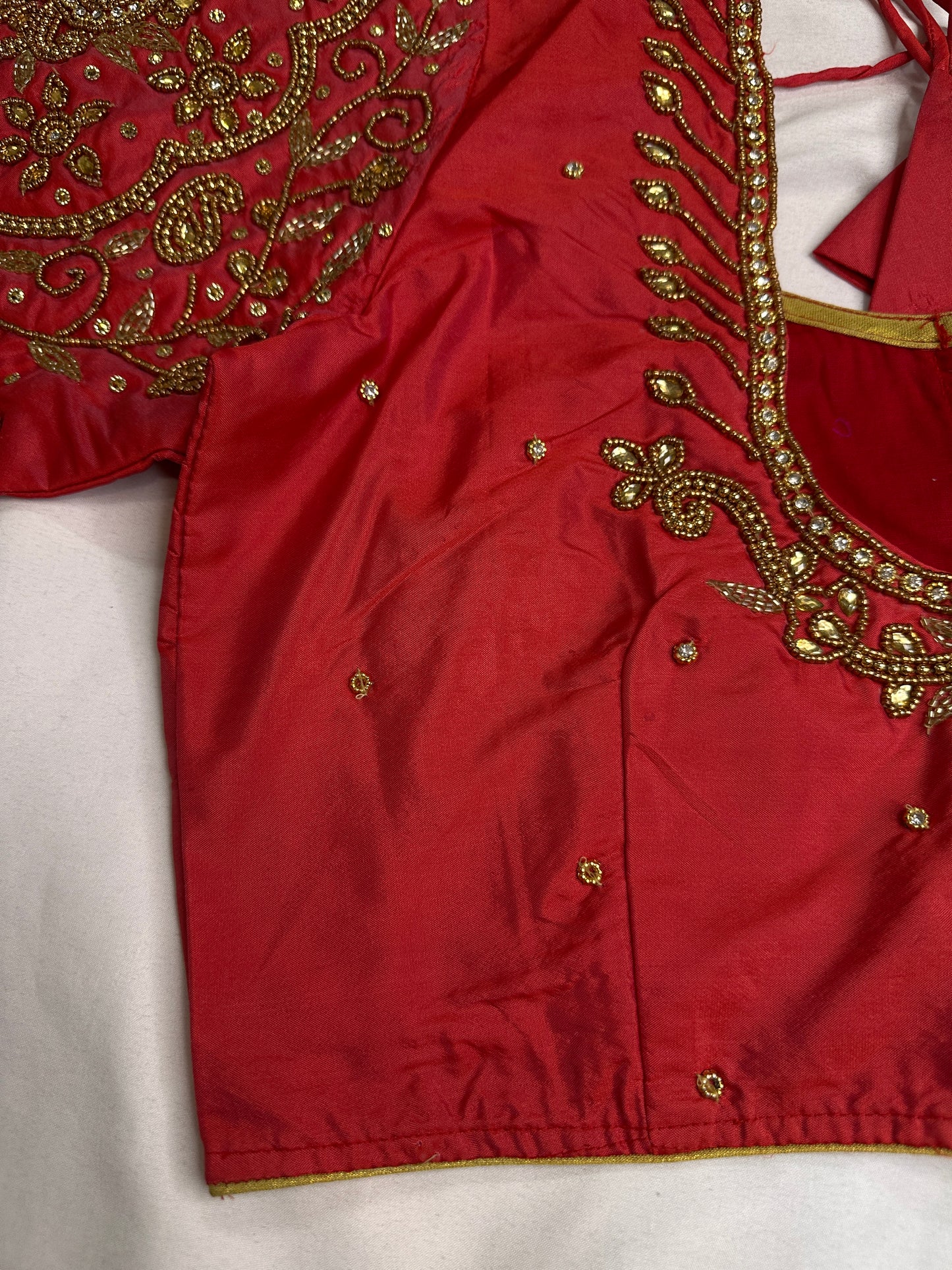Red Maggam Aari Work Blouse - 