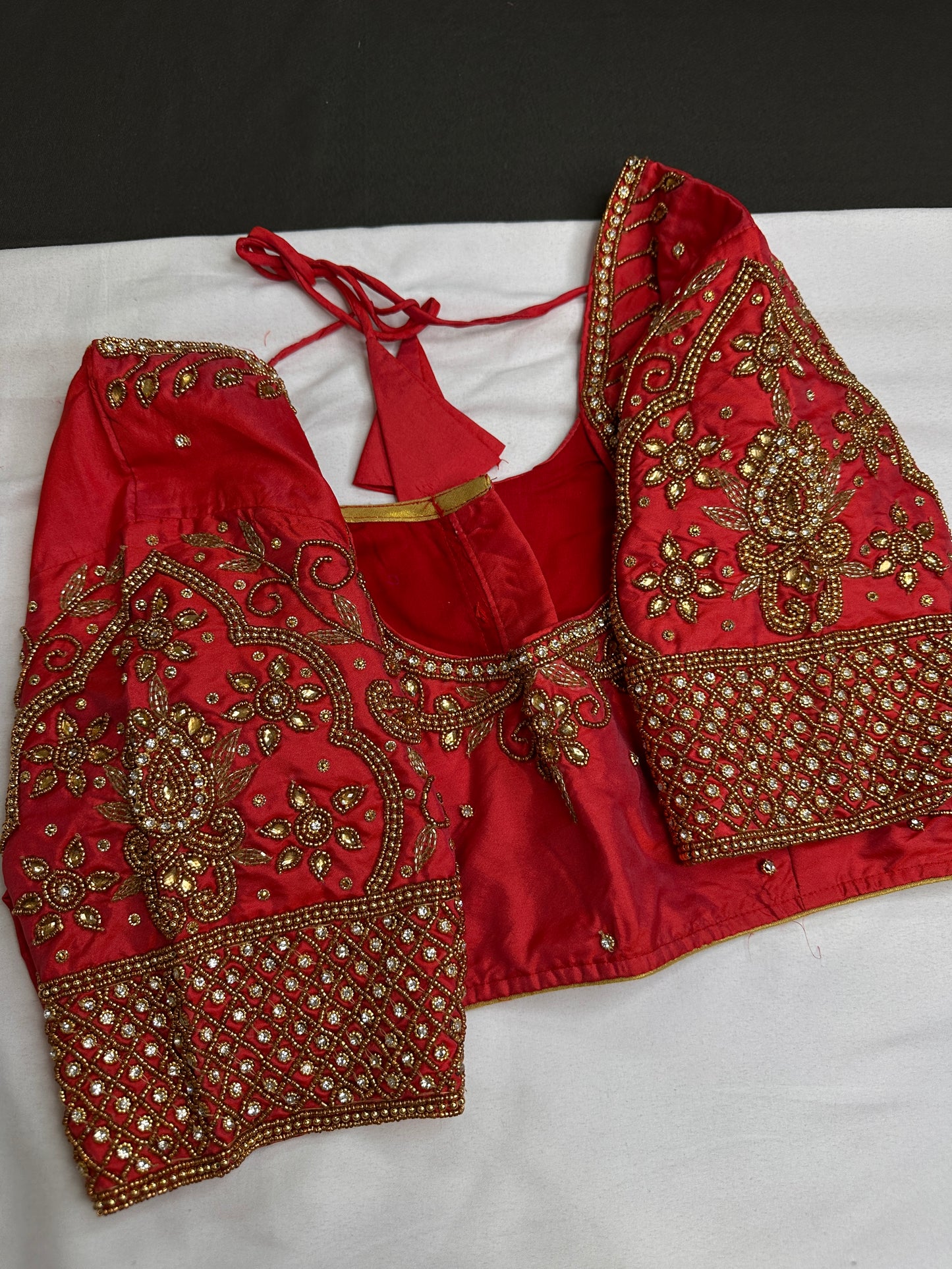 Red Maggam Aari Work Blouse - 