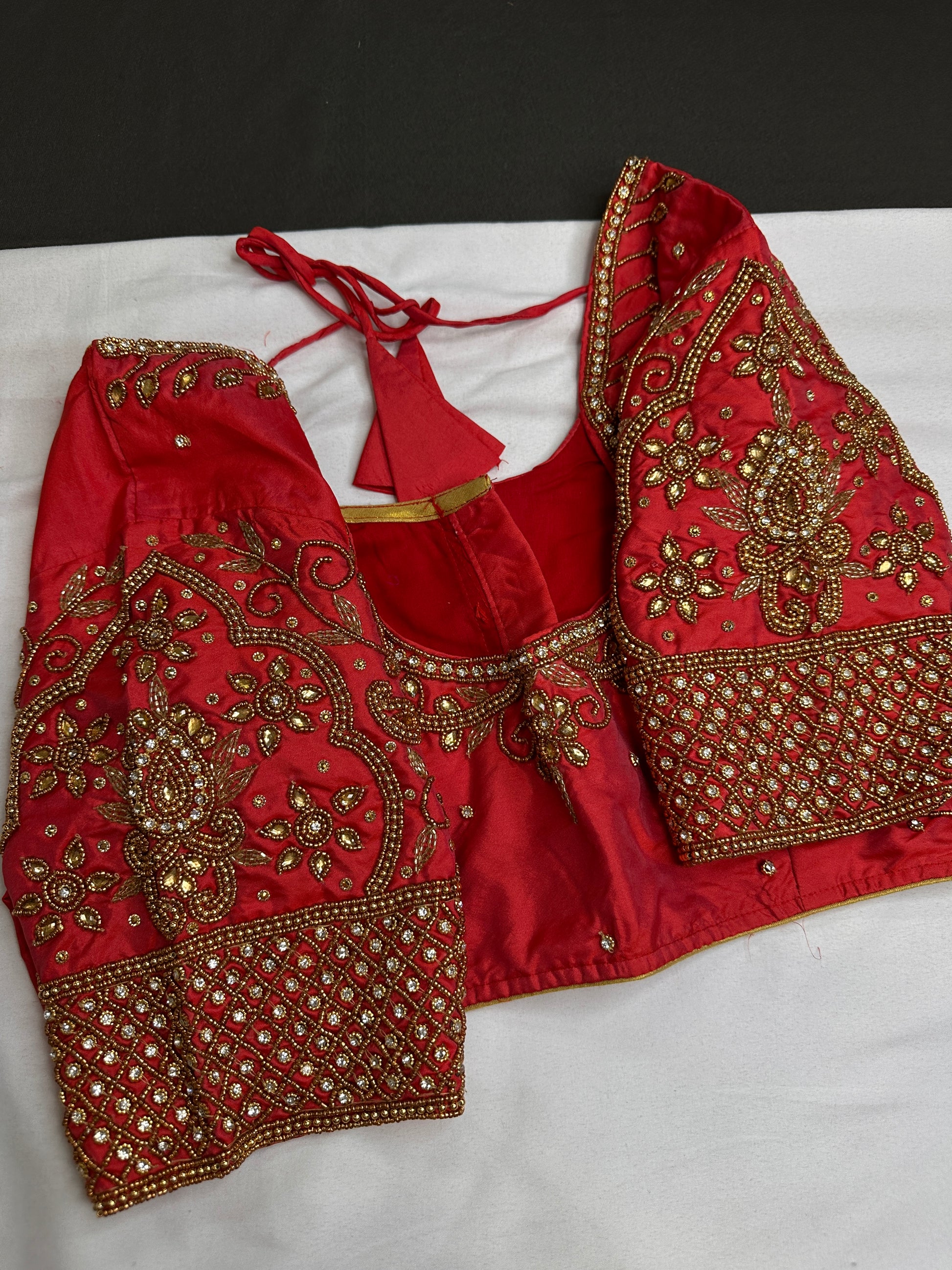 Red Maggam Aari Work Blouse - 