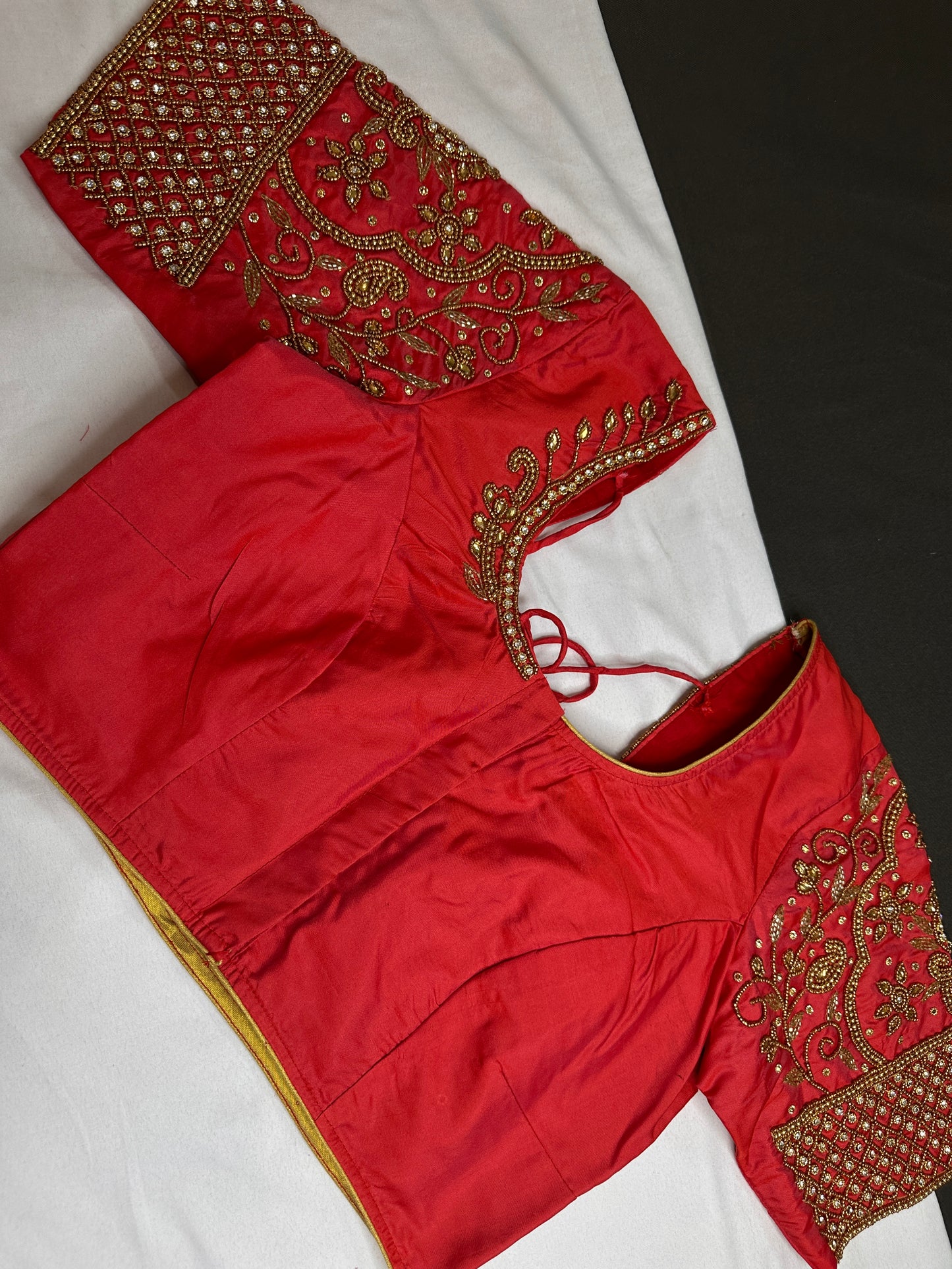 Red Maggam Aari Work Blouse - 