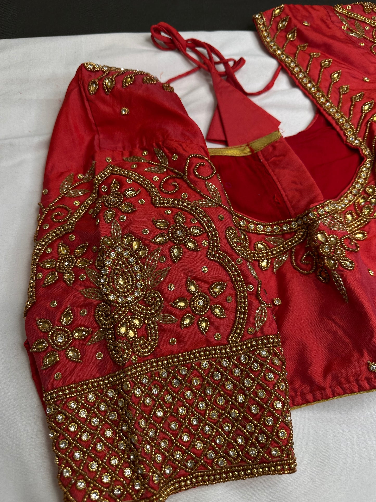 Red Maggam Aari Work Blouse - 