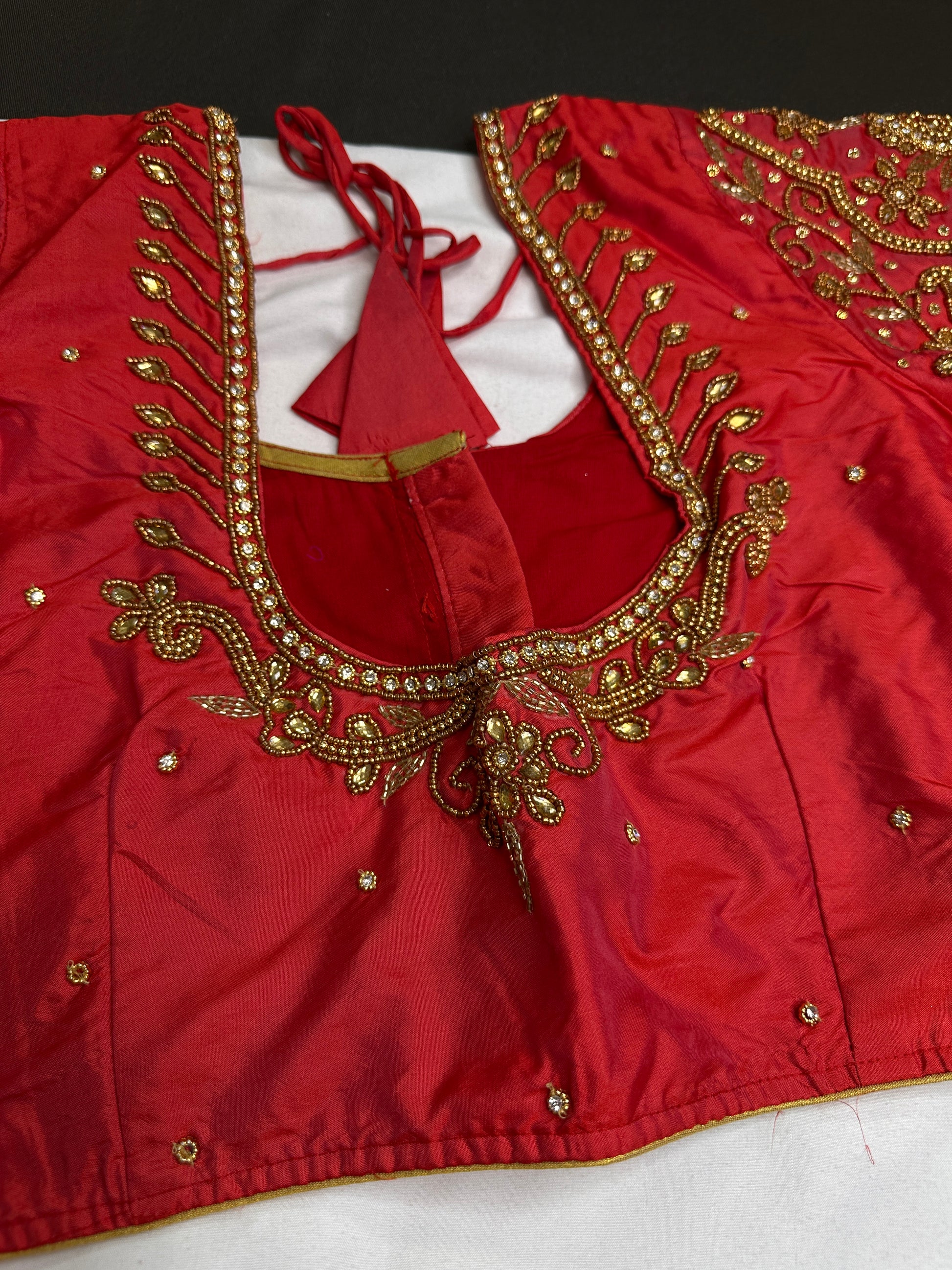 Red Maggam Aari Work Blouse - 