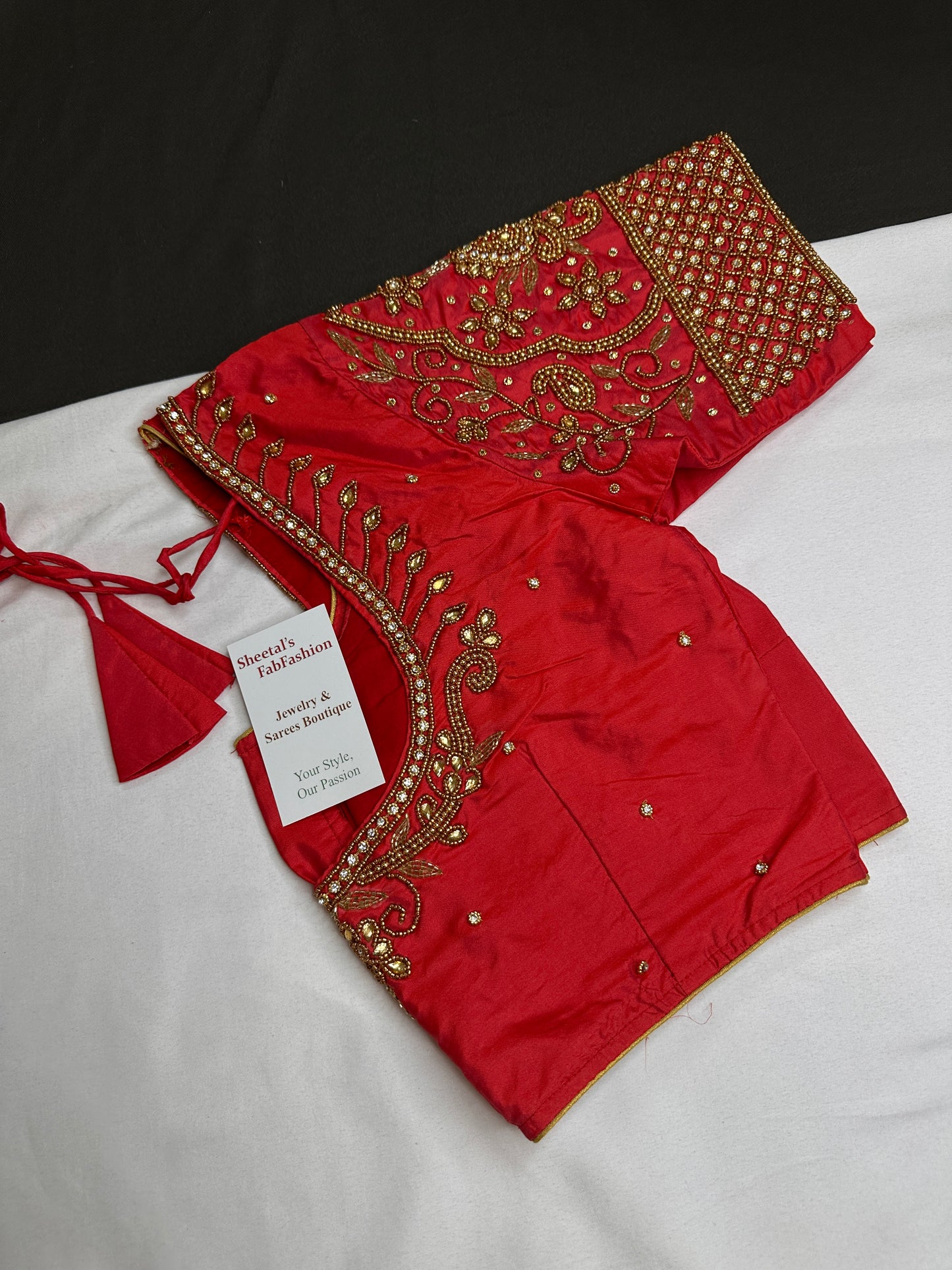 Red Maggam Aari Work Blouse - 