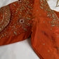Rust Brown Silk Maggam Aari Blouse - 