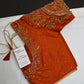 Rust Brown Silk Maggam Aari Blouse - 