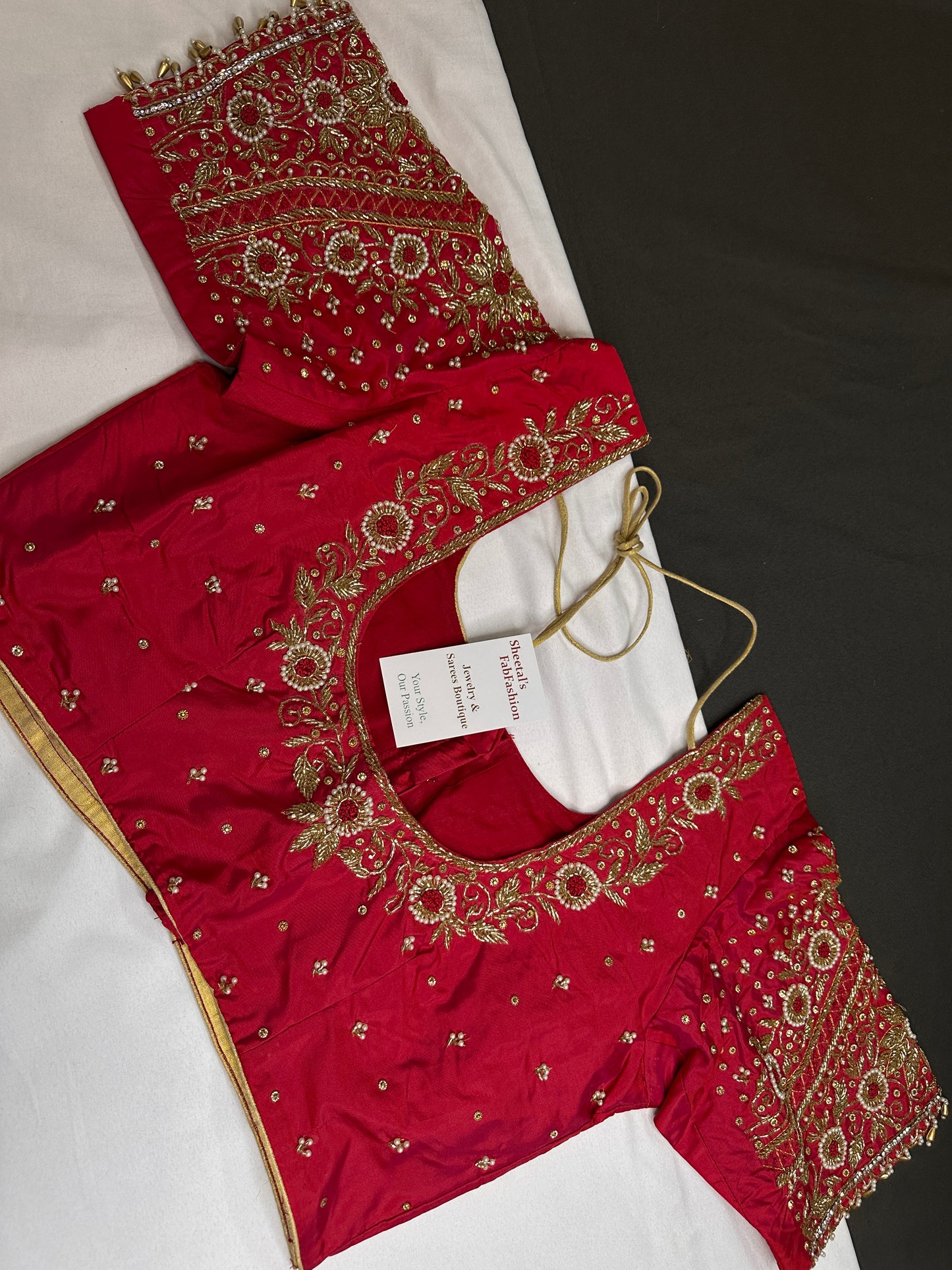 Red Silk Maggam Aari Blouse - 