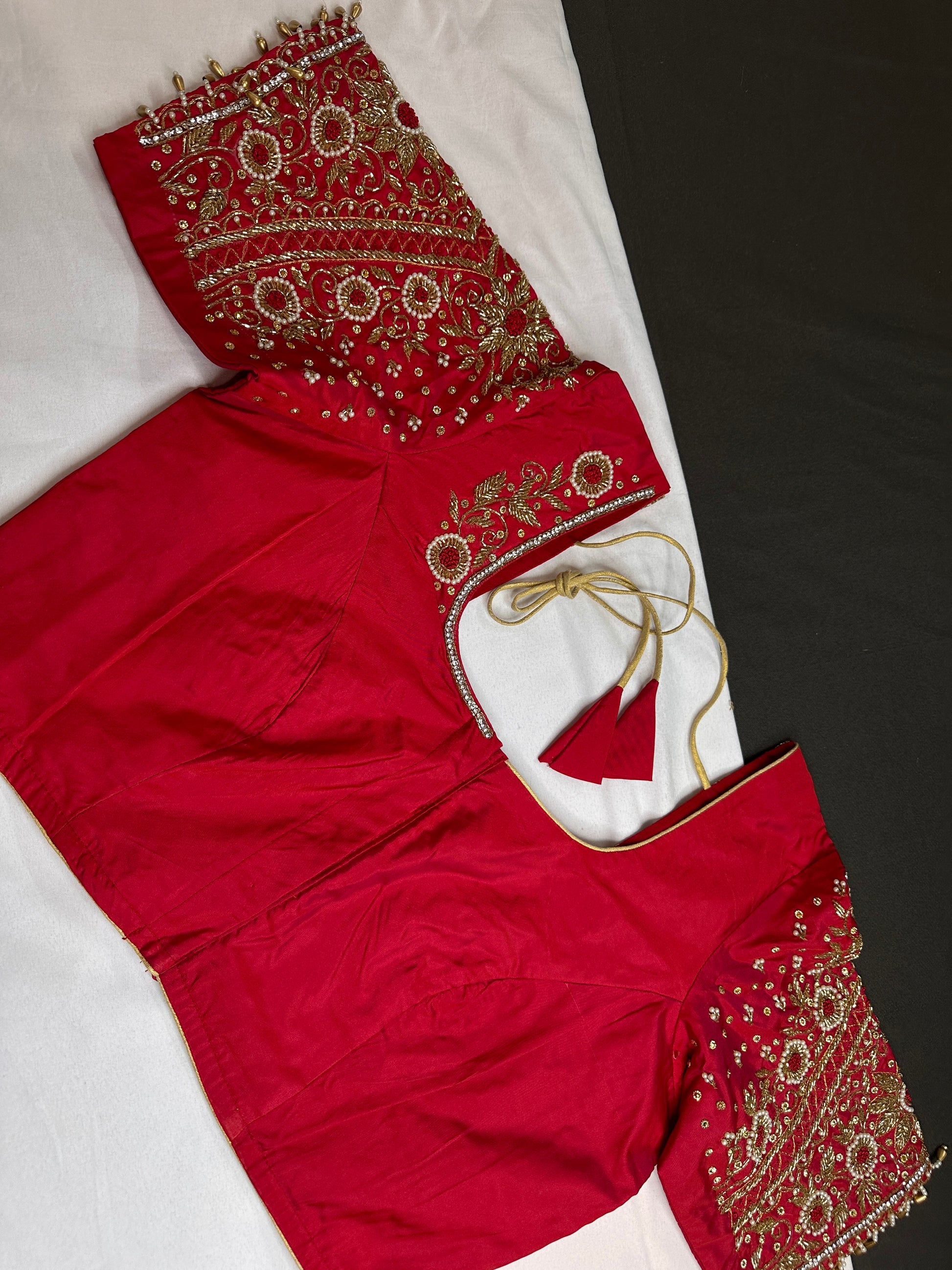 Red Silk Maggam Aari Blouse - 