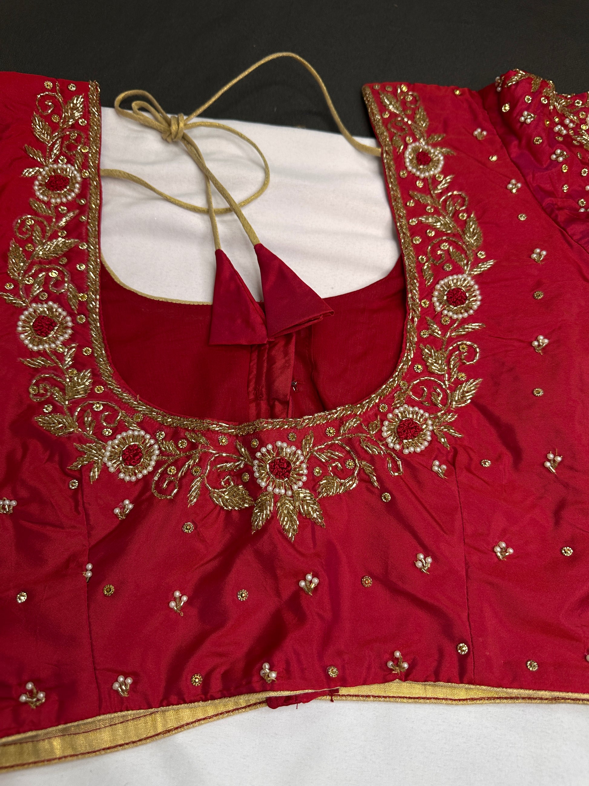 Red Silk Maggam Aari Blouse - 