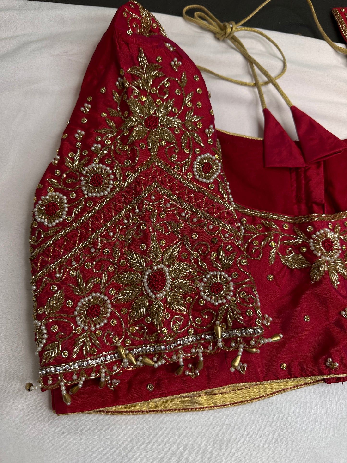 Red Silk Maggam Aari Blouse - 