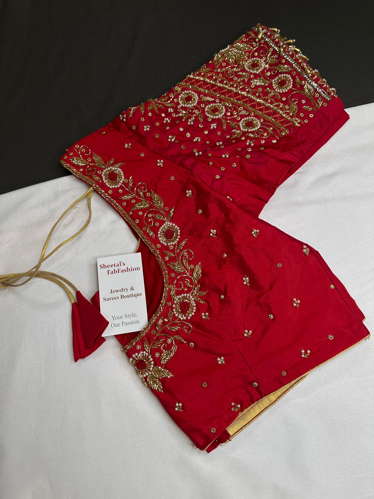 Red Silk Maggam Aari Blouse - 