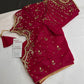 Pink Shimmer Crepe Maggam Aari Blouse - 