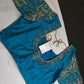 Blue Silk Maggam Aari Blouse - 