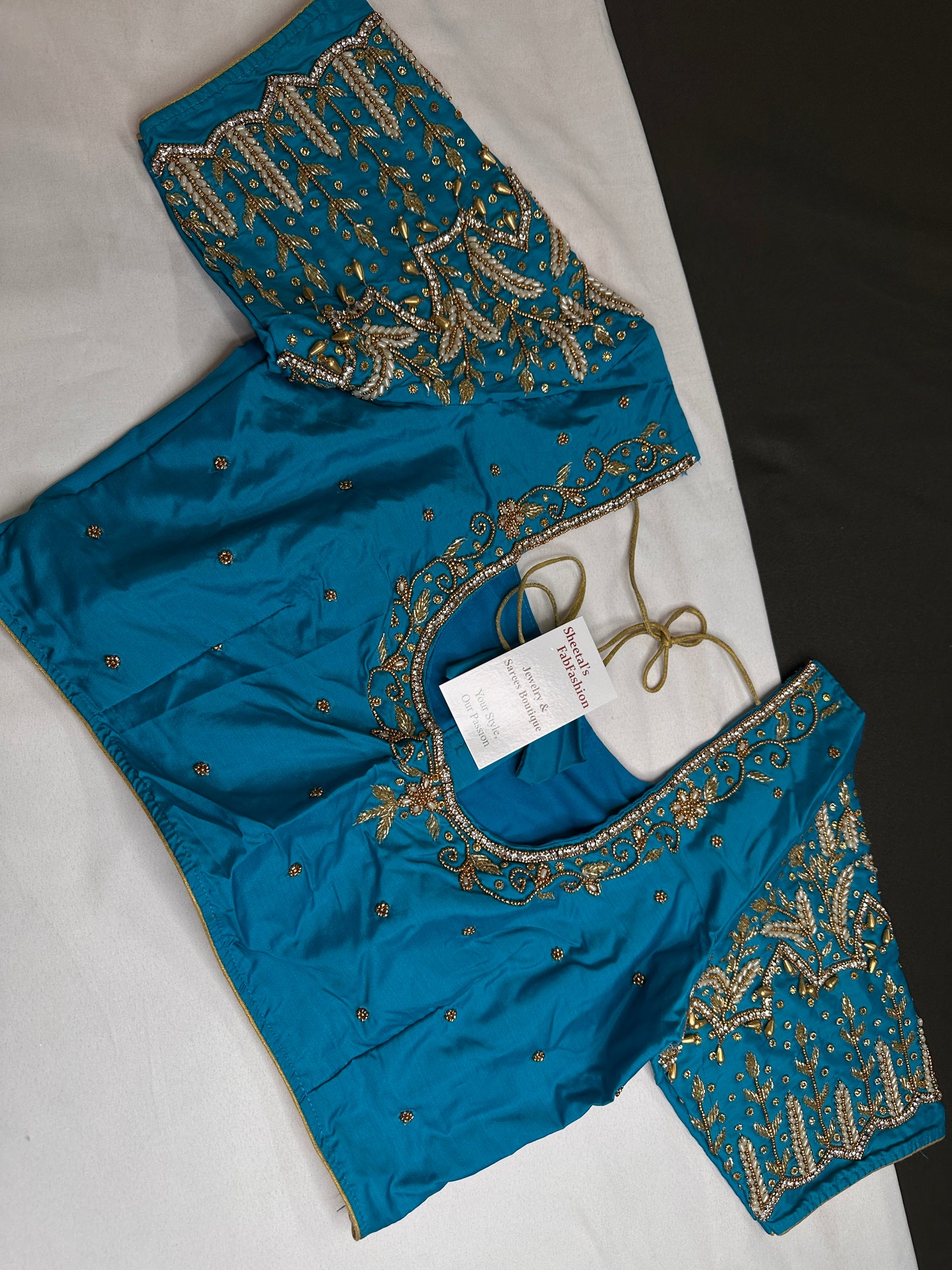 Blue Silk Maggam Aari Blouse - 